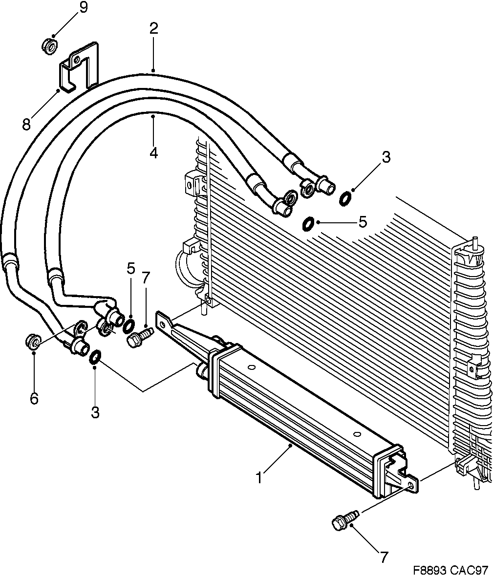 Saab 9-5 (9600) Air oil cooler Engine diagram