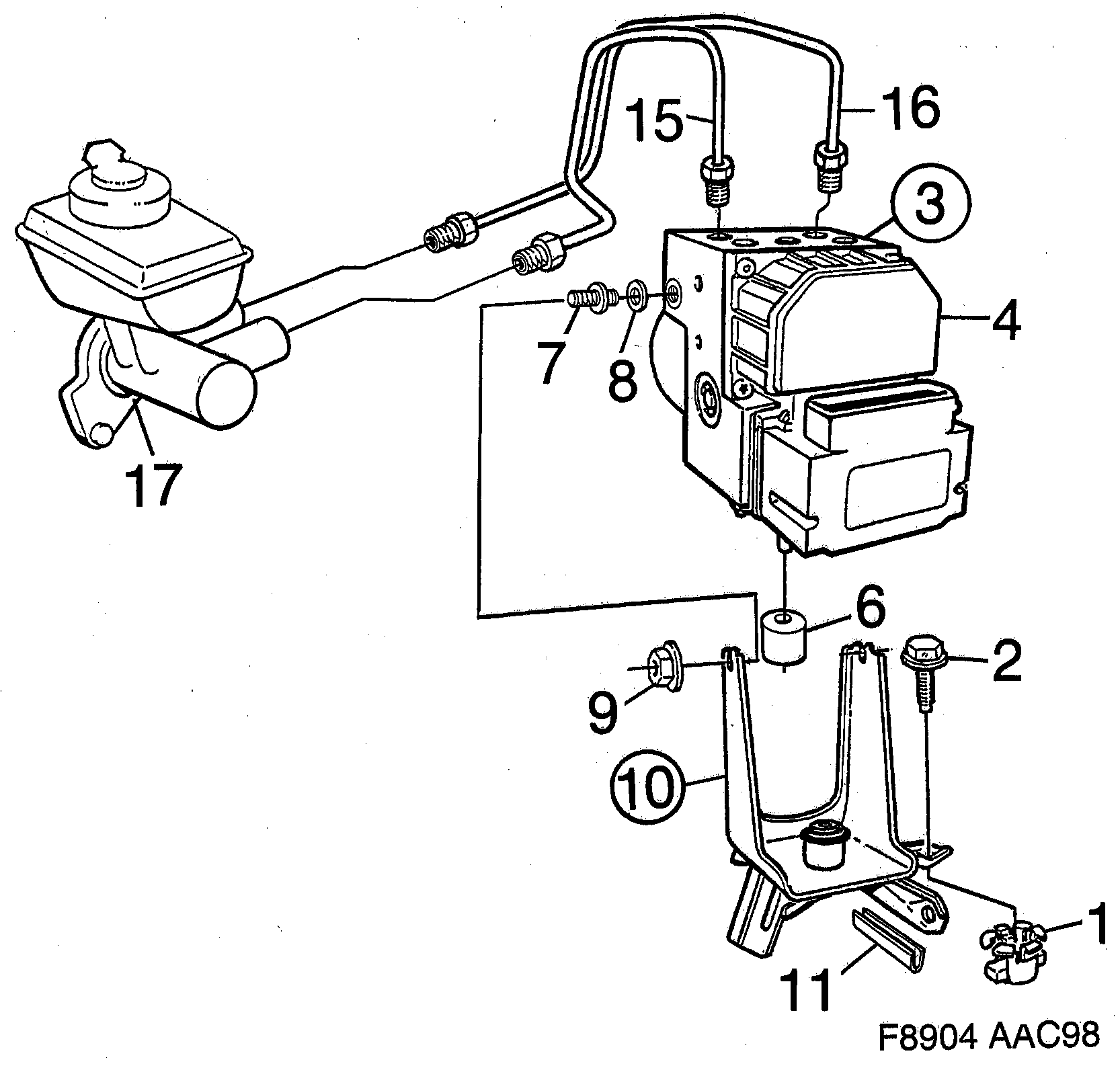 Saab 9-3 (9400) Hydraulic unit ABS diagram