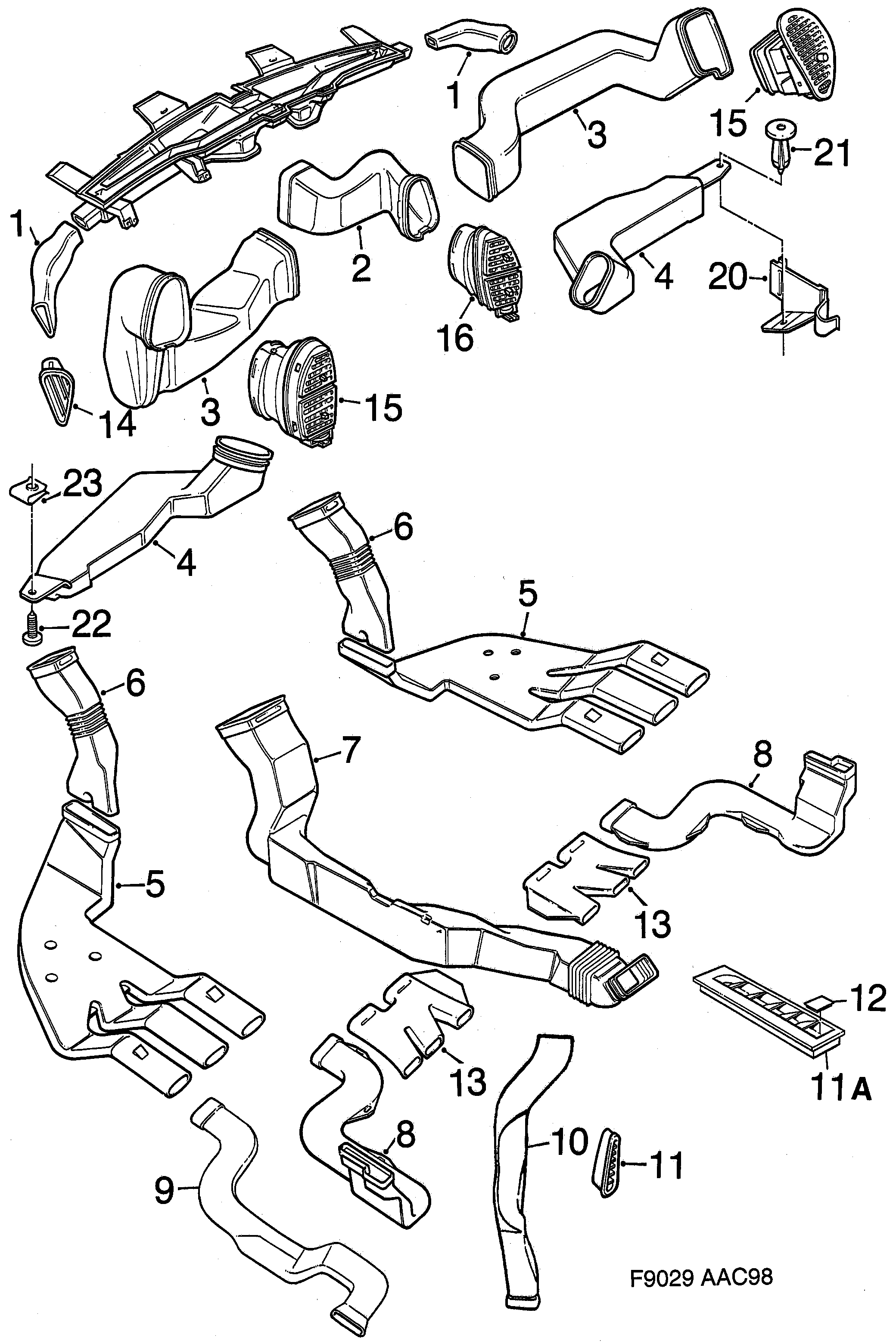 Saab 9-3 (9400) Draft channels diagram