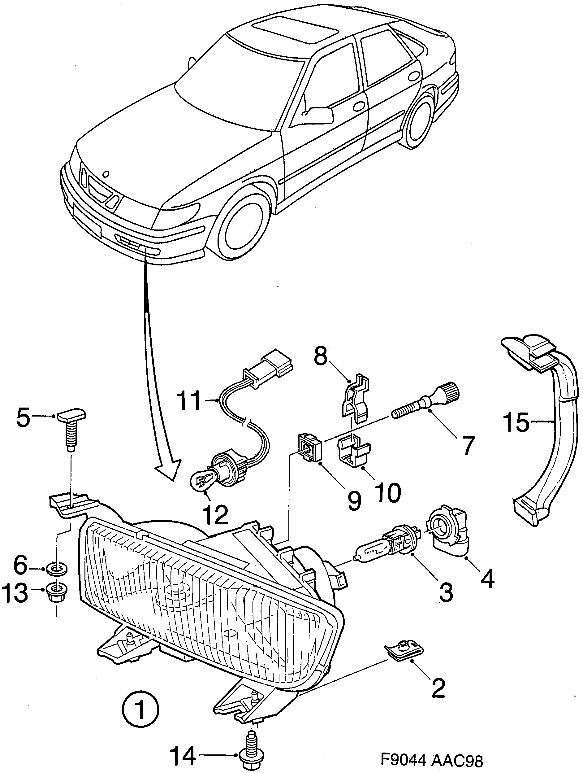 Saab 9-3 (9400) Fog light diagram