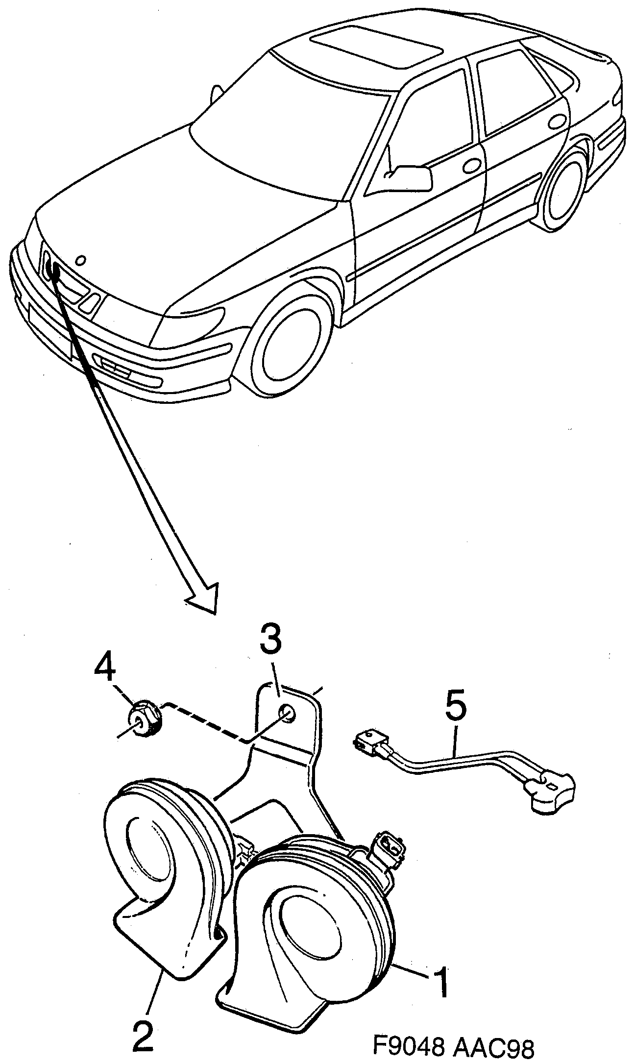 Saab 9-3 (9400) Horn diagram