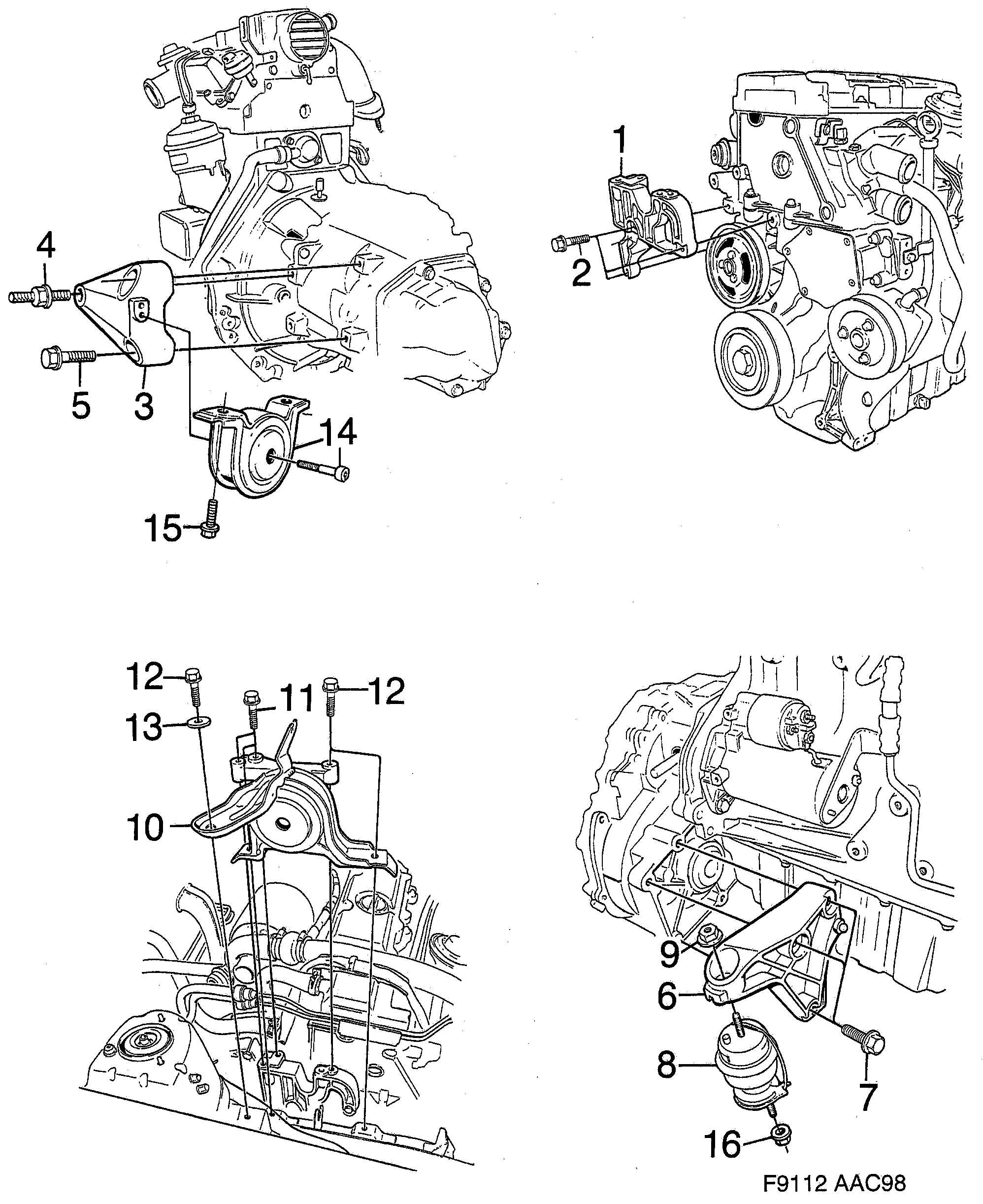 Saab 9-3 (9400) Engine suspension diagram