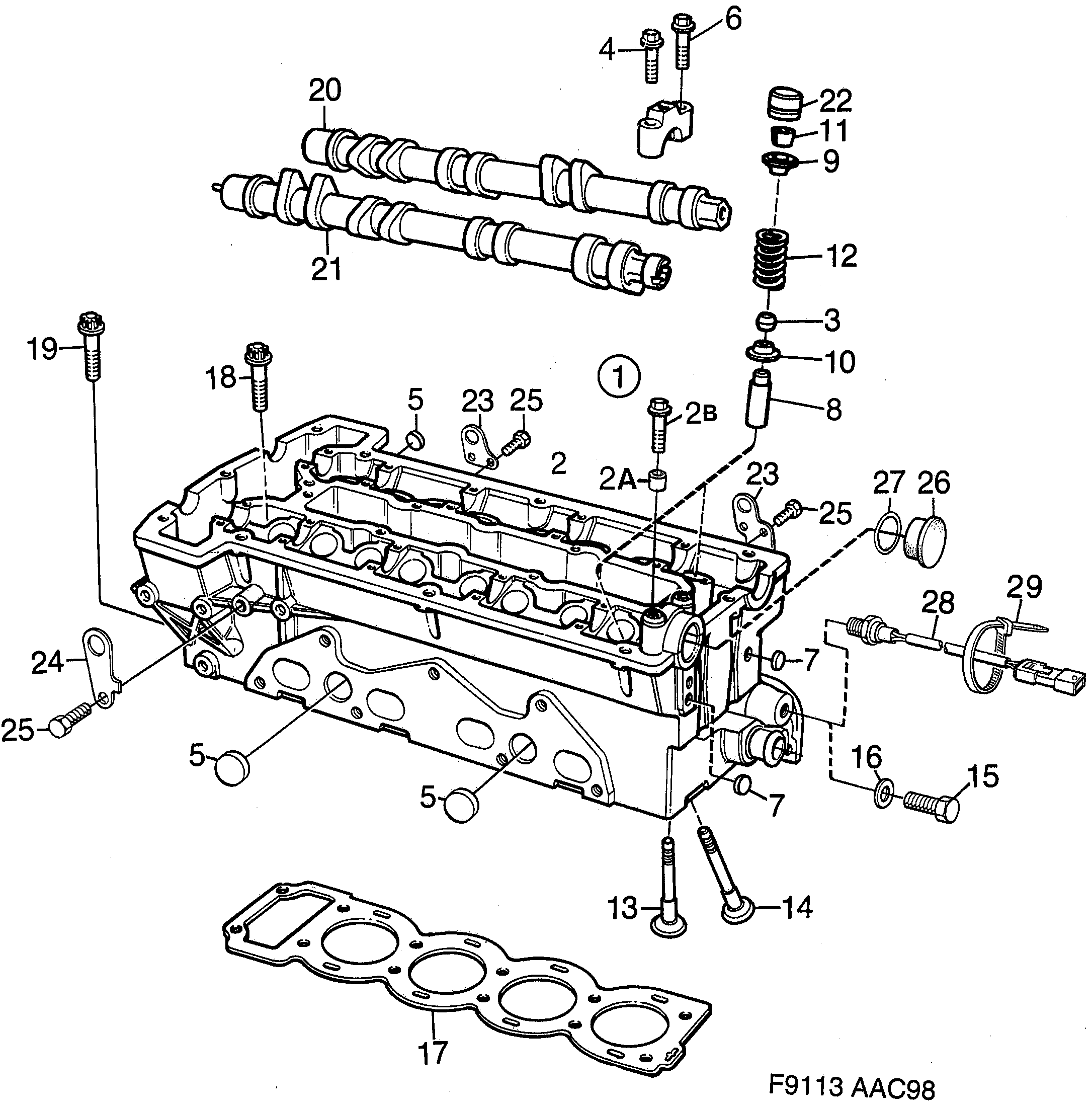 Saab 9-3 (9400) Cylinder head diagram