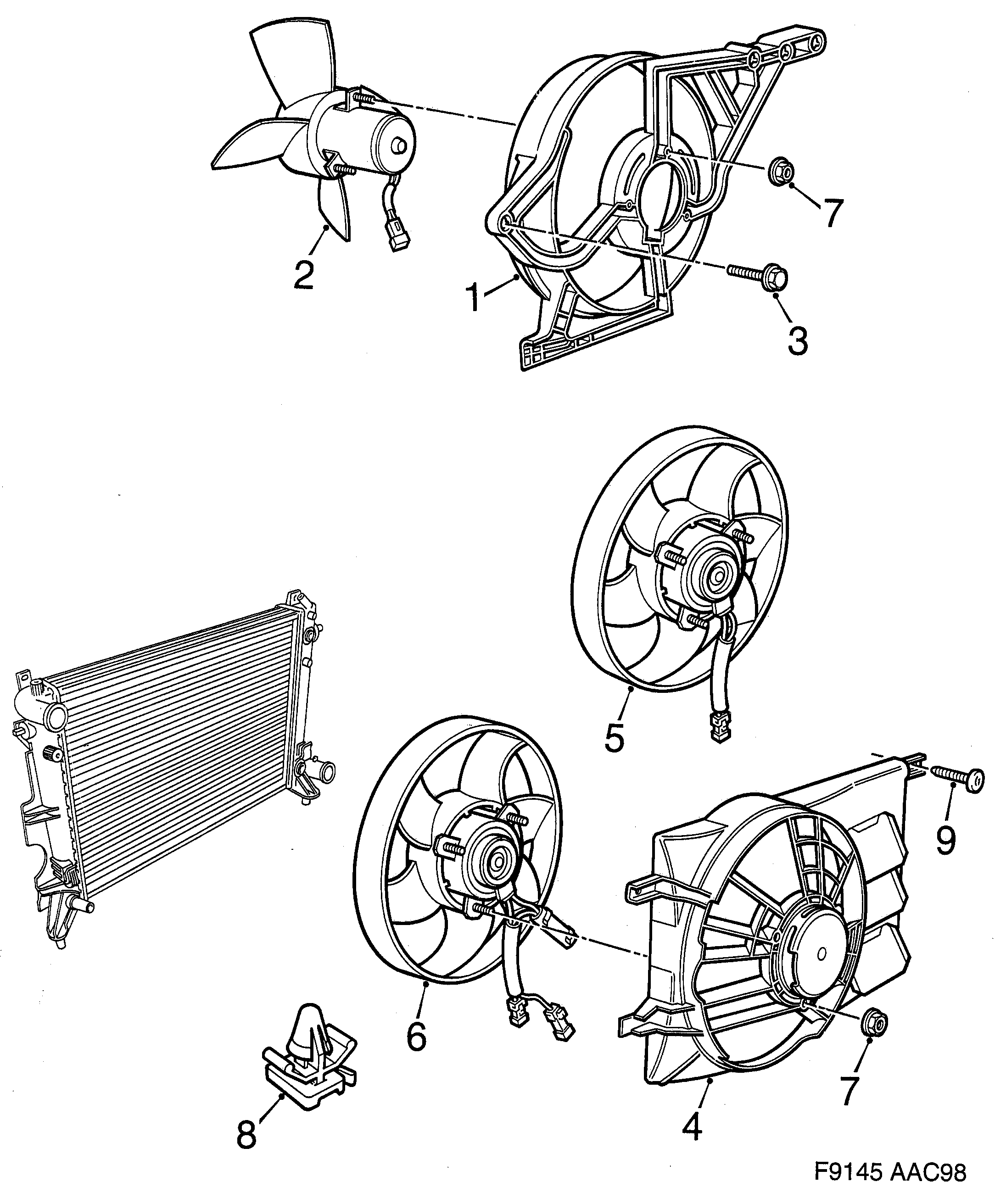 Saab 9-3 (9400) Fan motor diagram