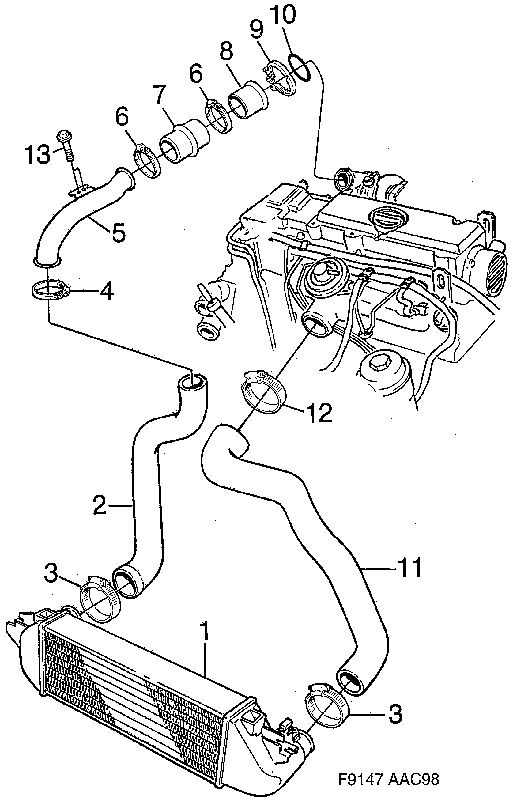 Saab 9-3 (9400) Intercooler diagram