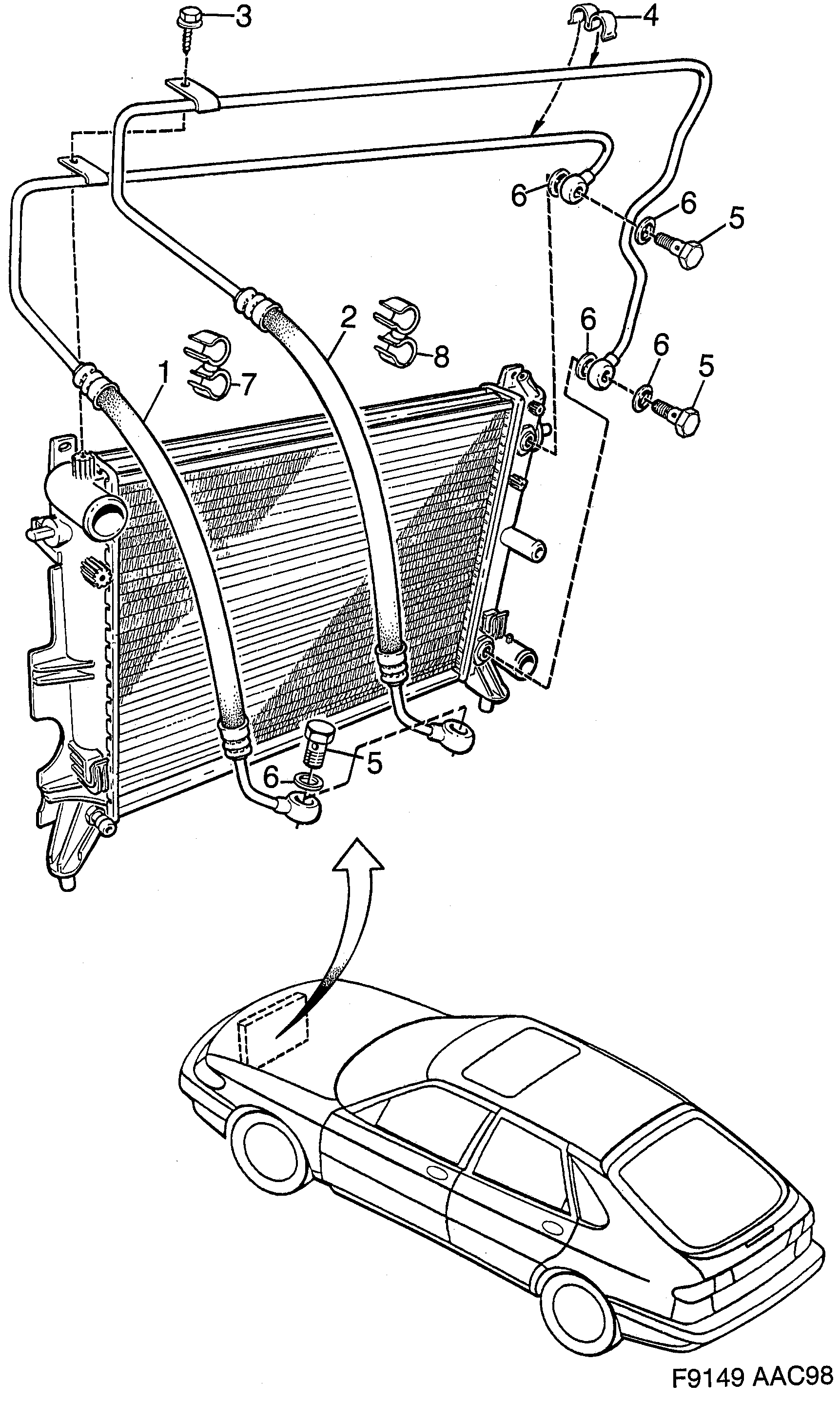 Saab 9-3 (9400) Air oil cooler Automatic transmission diagram