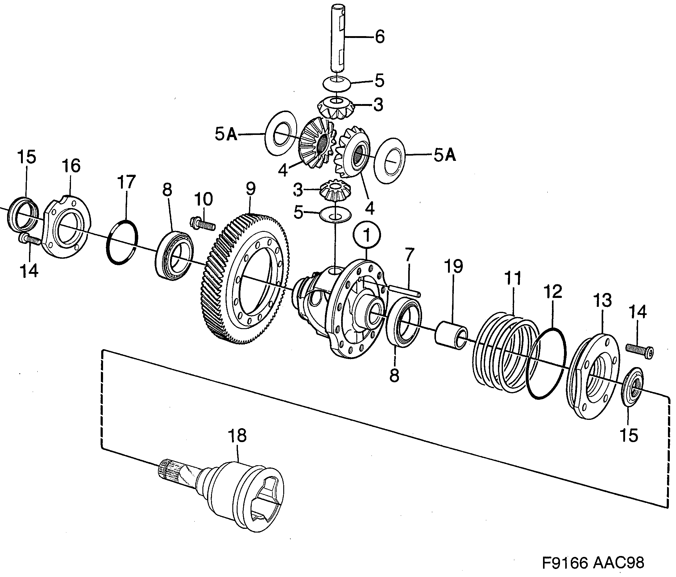 Saab 9-3 (9400) Differential diagram