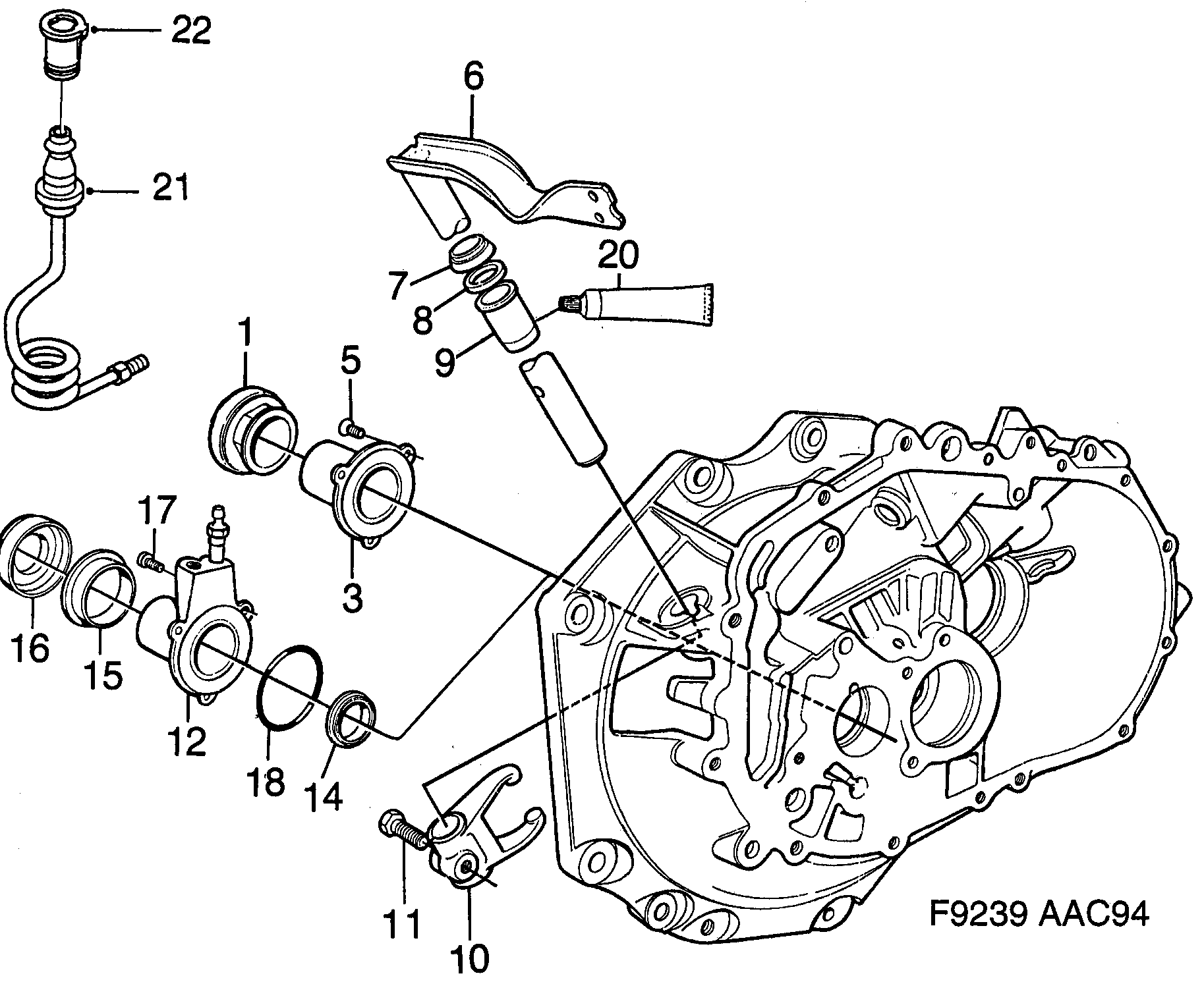 Saab 900 Release bearing Release fork diagram