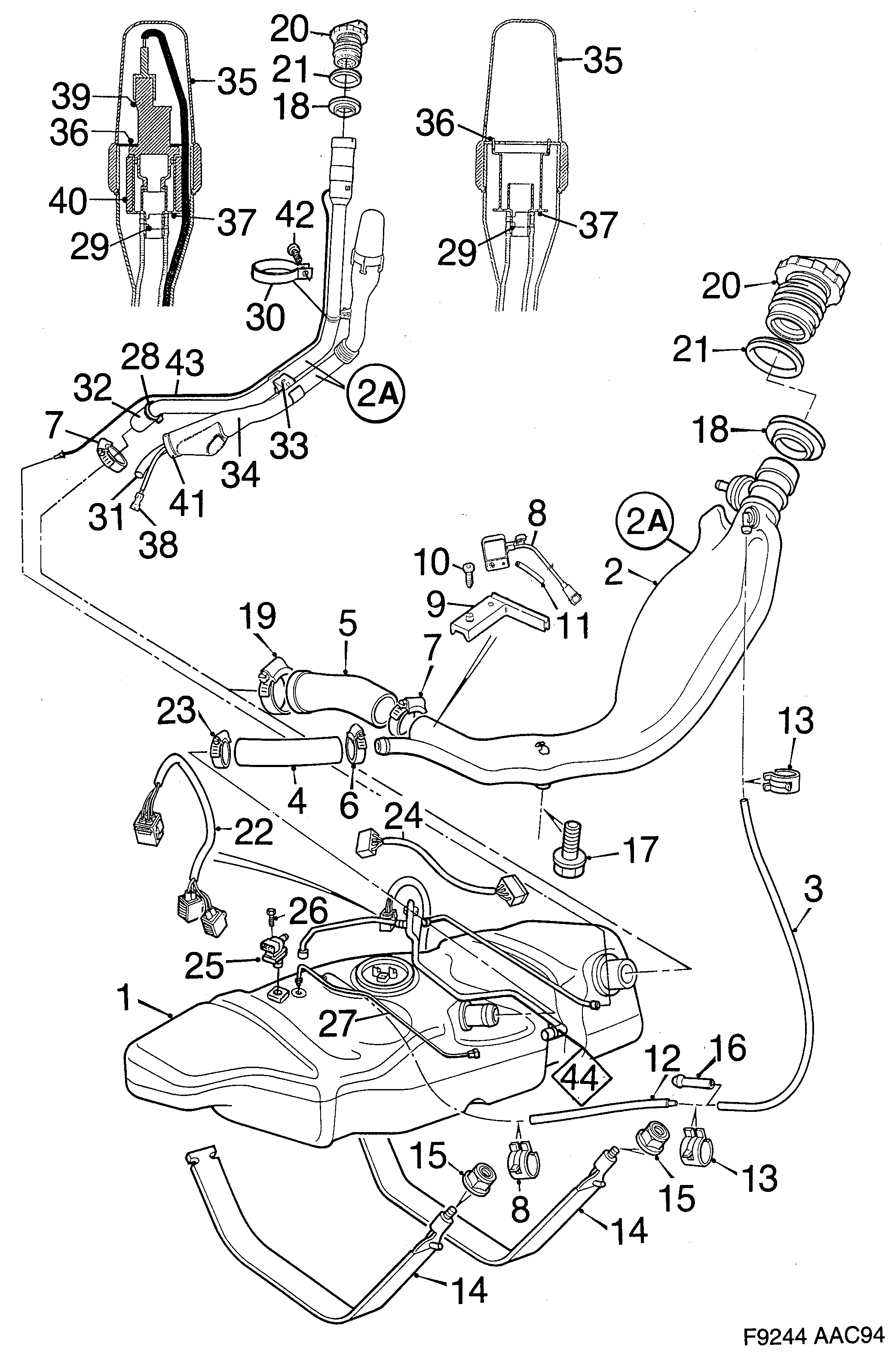 Saab 900 Fuel tank diagram