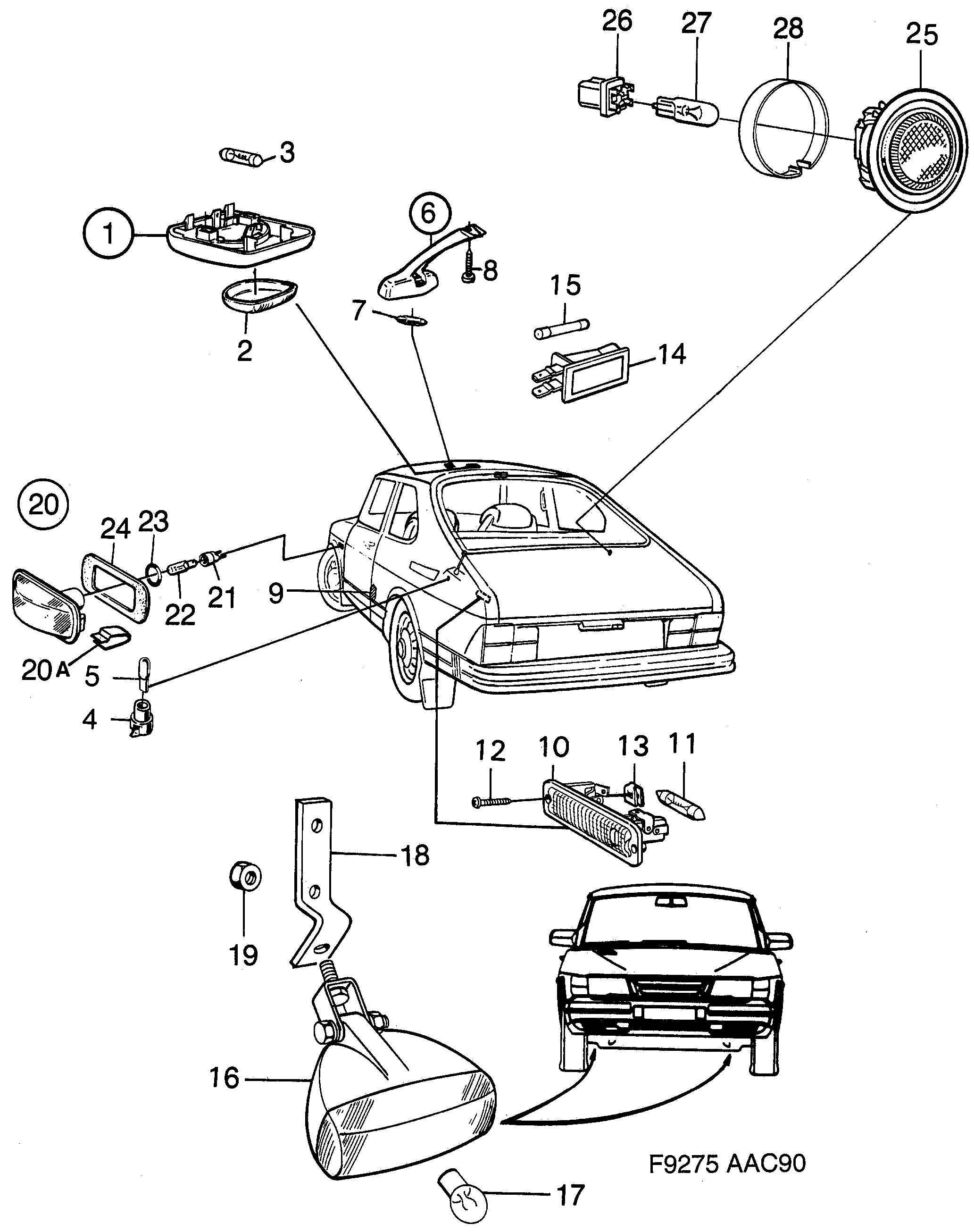 Saab 900 Other lights diagram
