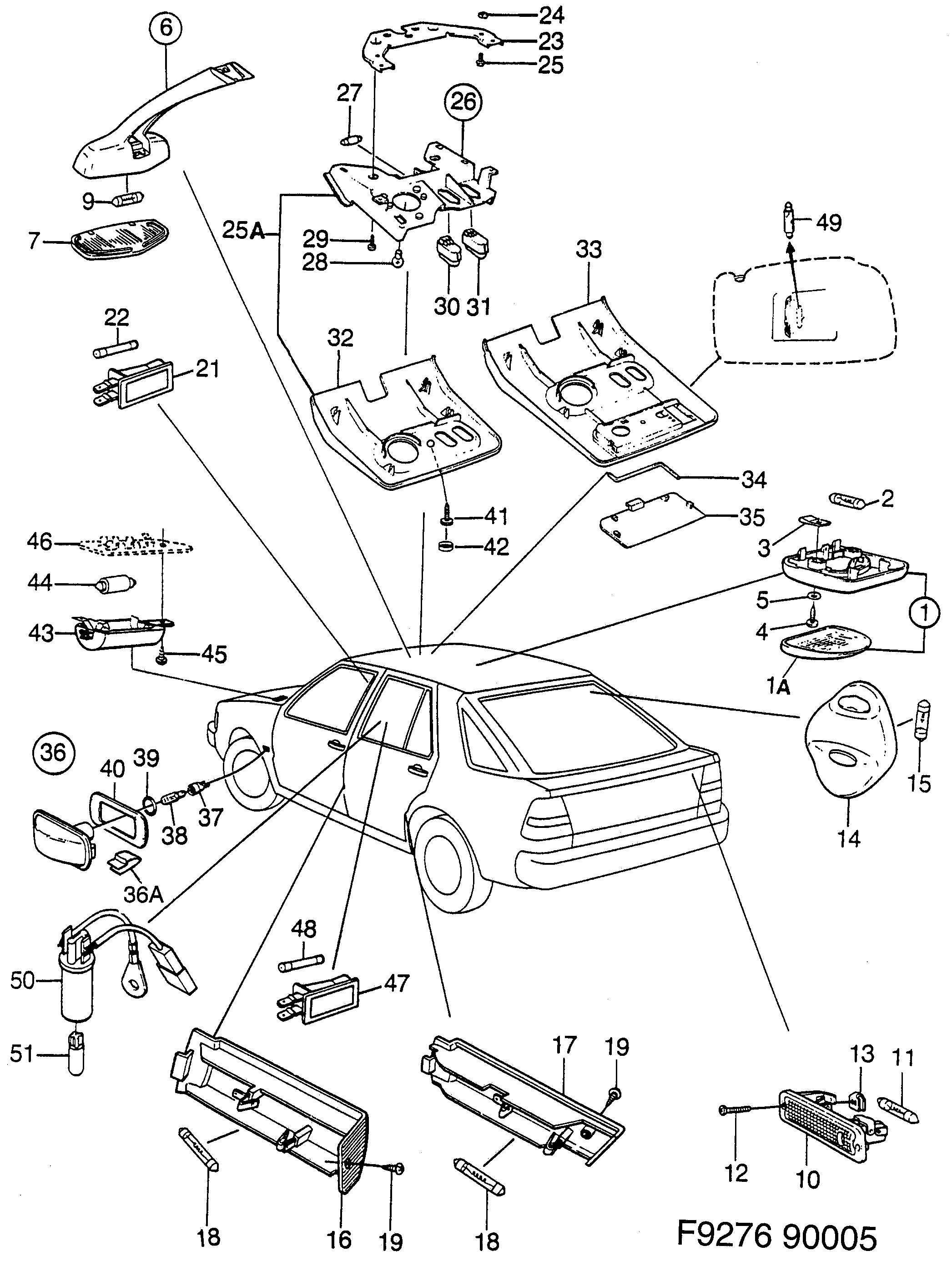 Saab 9000 Other lights diagram