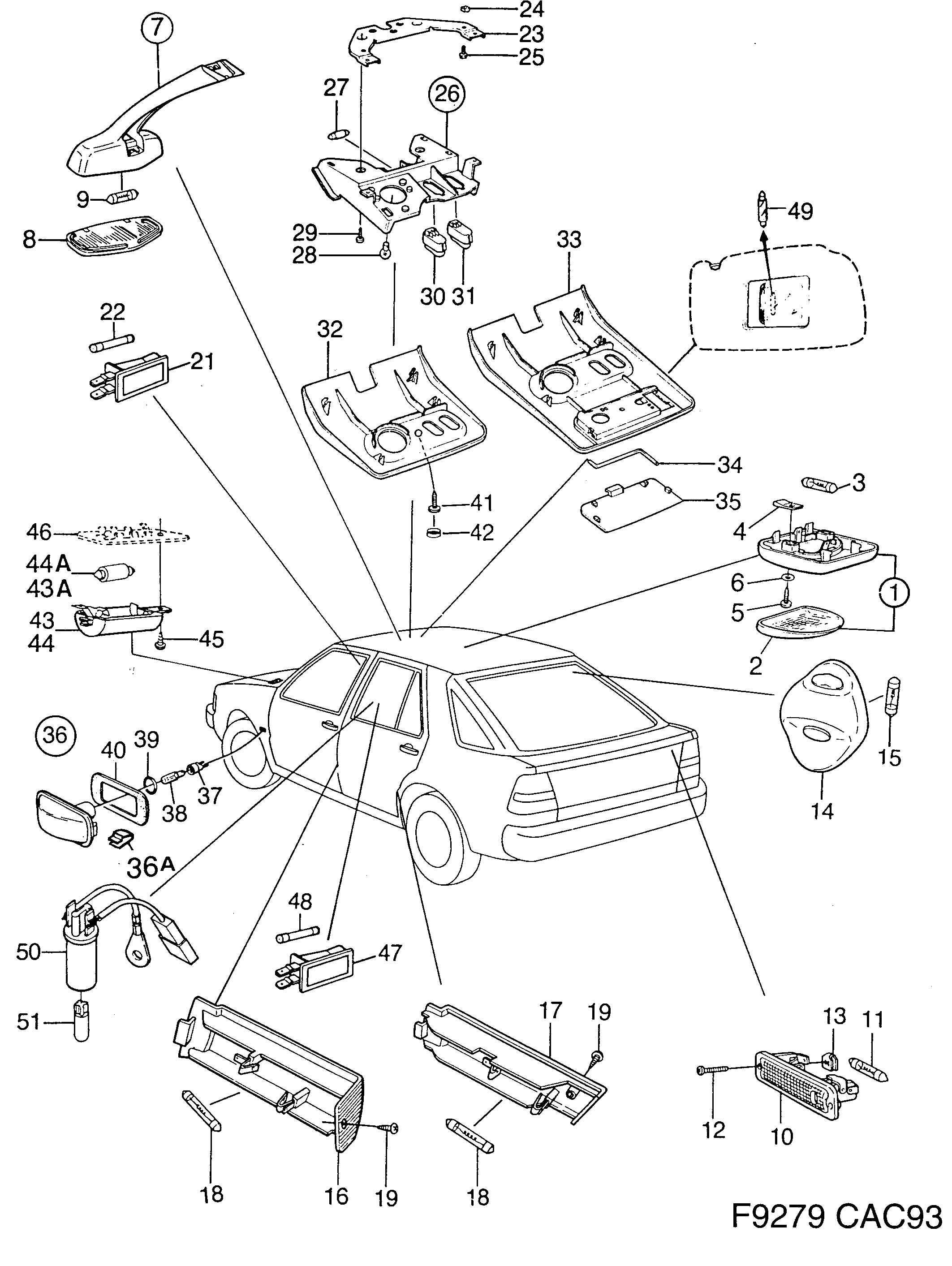 Saab 9000 Other lights diagram