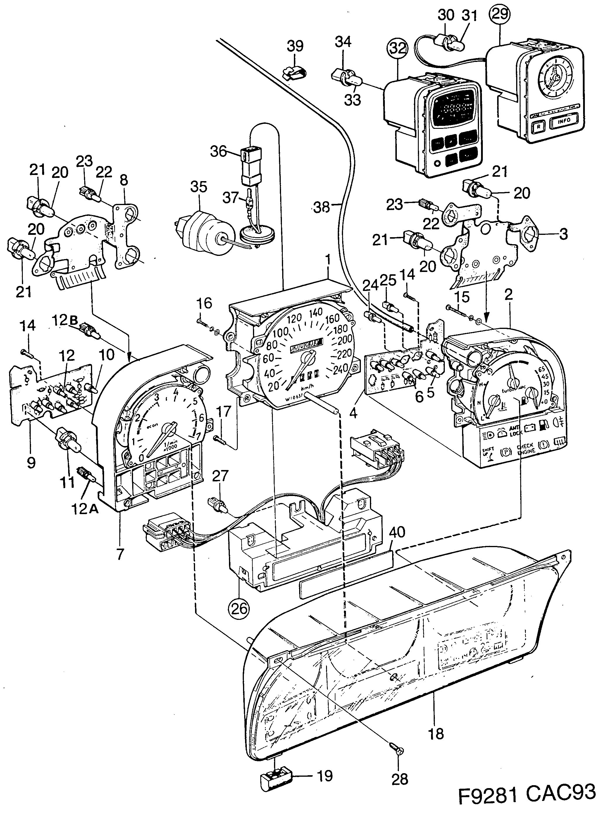 Saab 9000 Instrument diagram