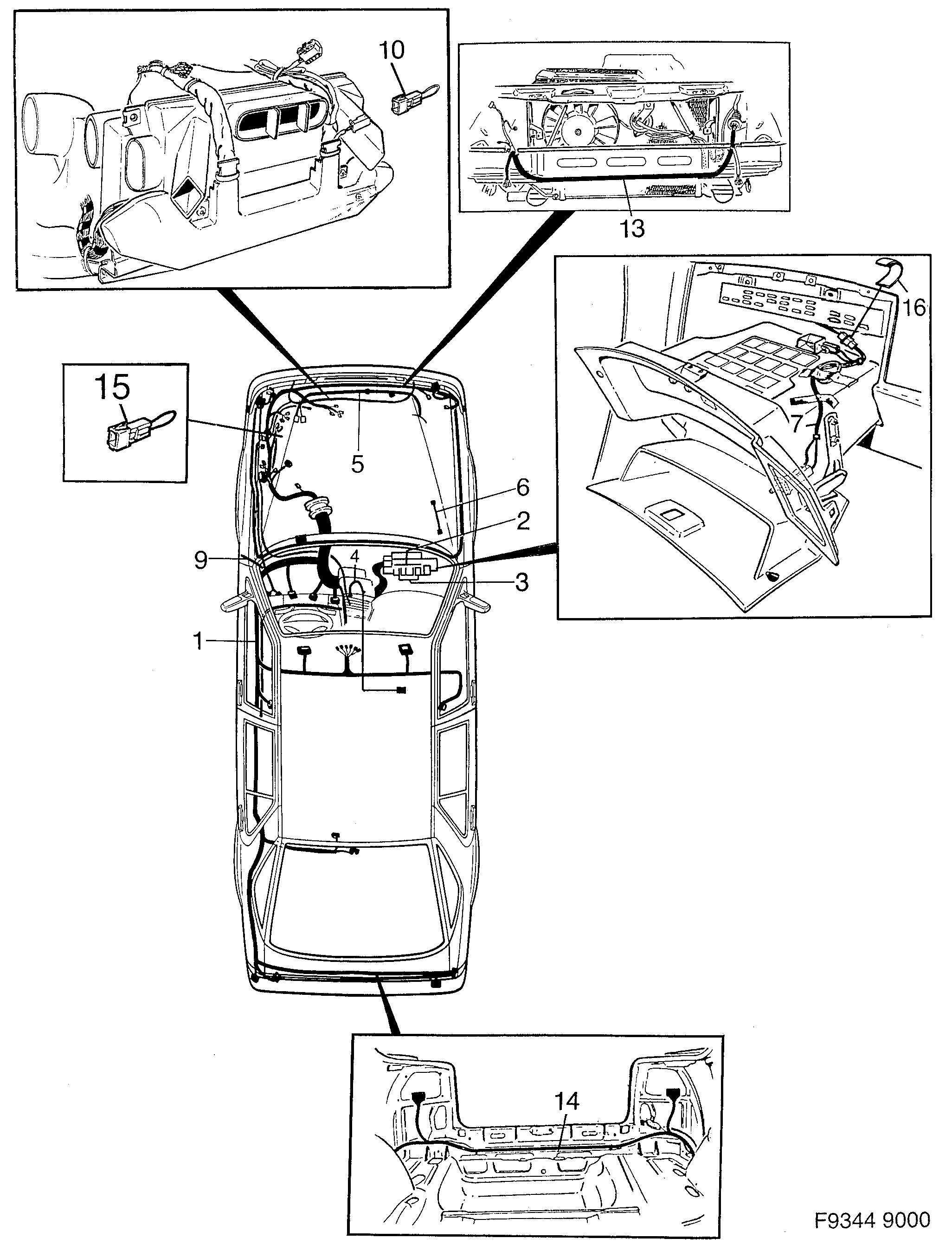 Saab 9000 Main- and engine comp. diagram