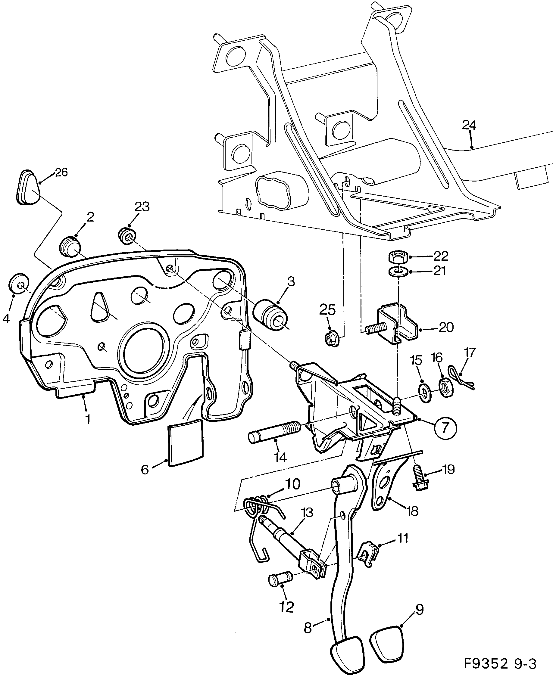 Saab 9-3 (9400) Brake operation diagram