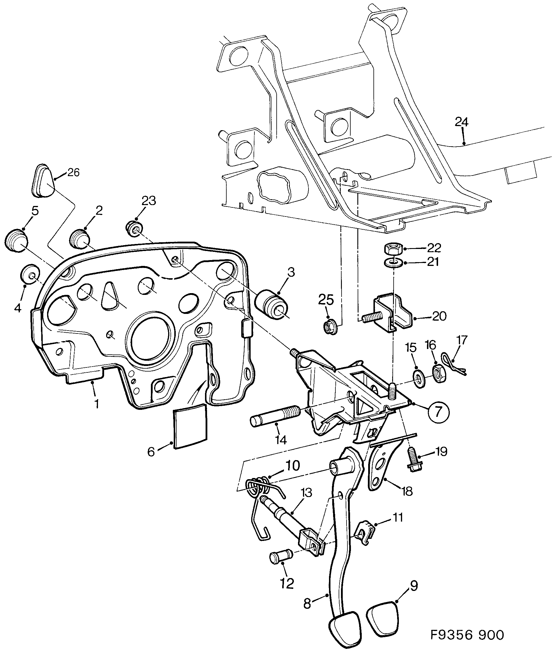Saab 900 Brake operation diagram