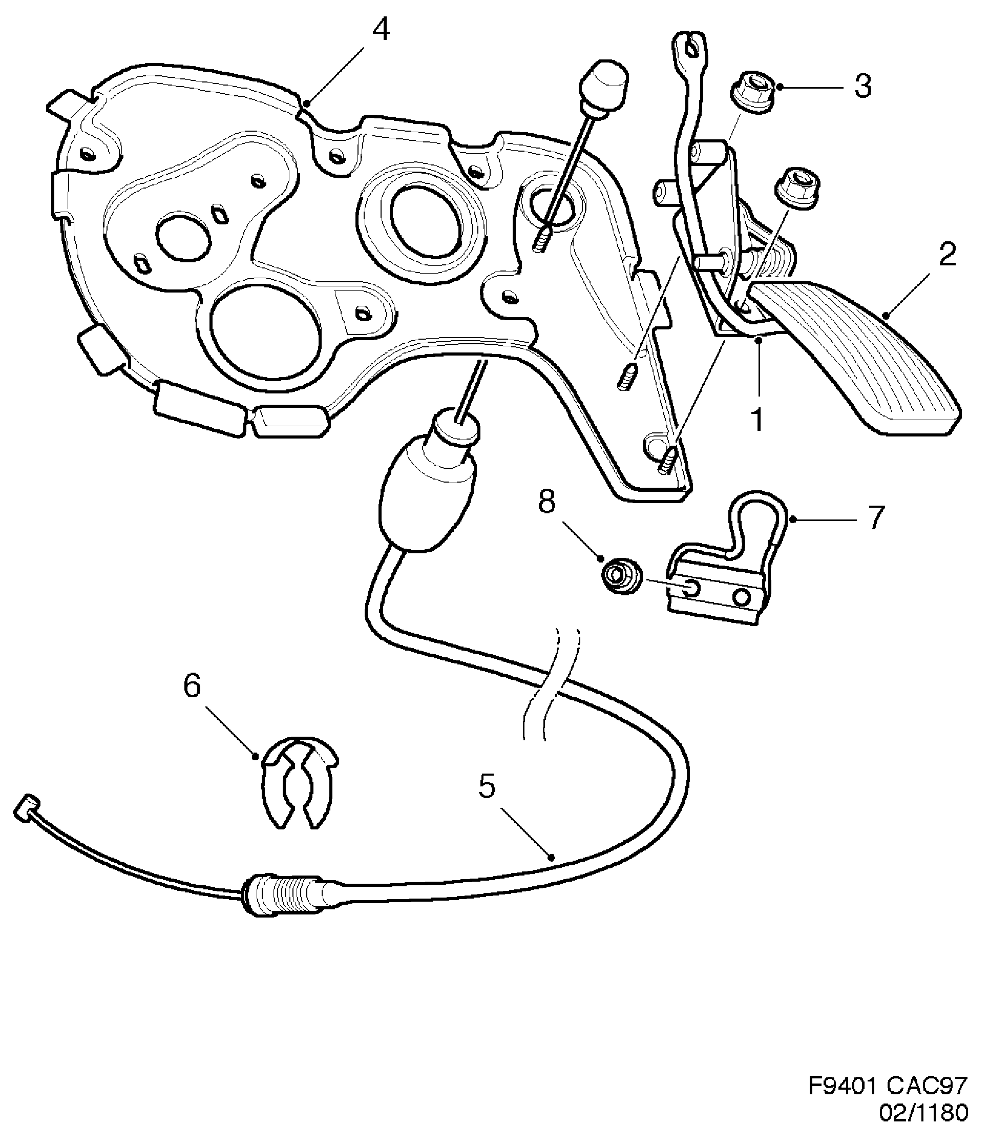 Saab 9-5 (9600) Accelerator control diagram