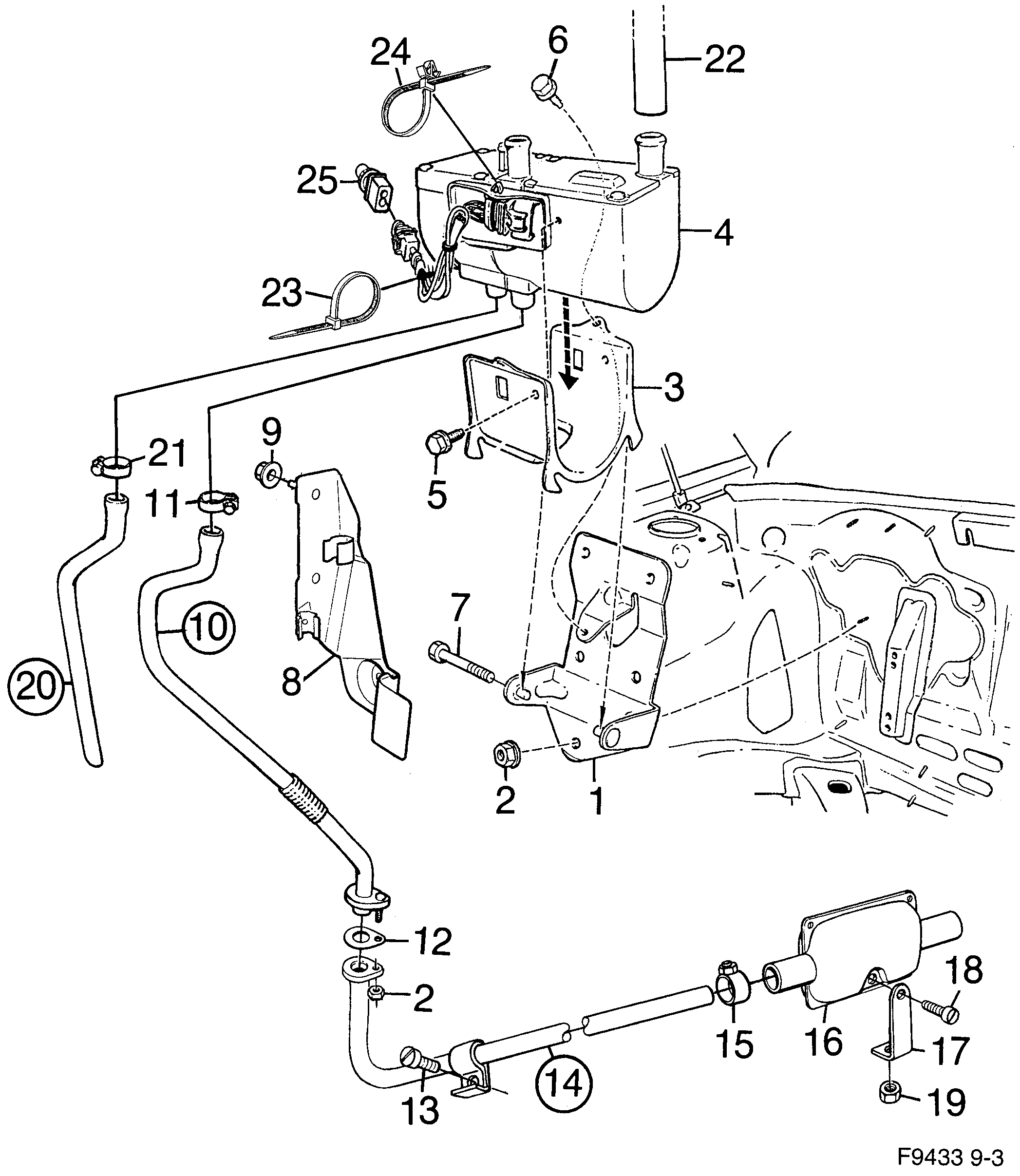Saab 9-3 (9400) Auxiliary heater diagram