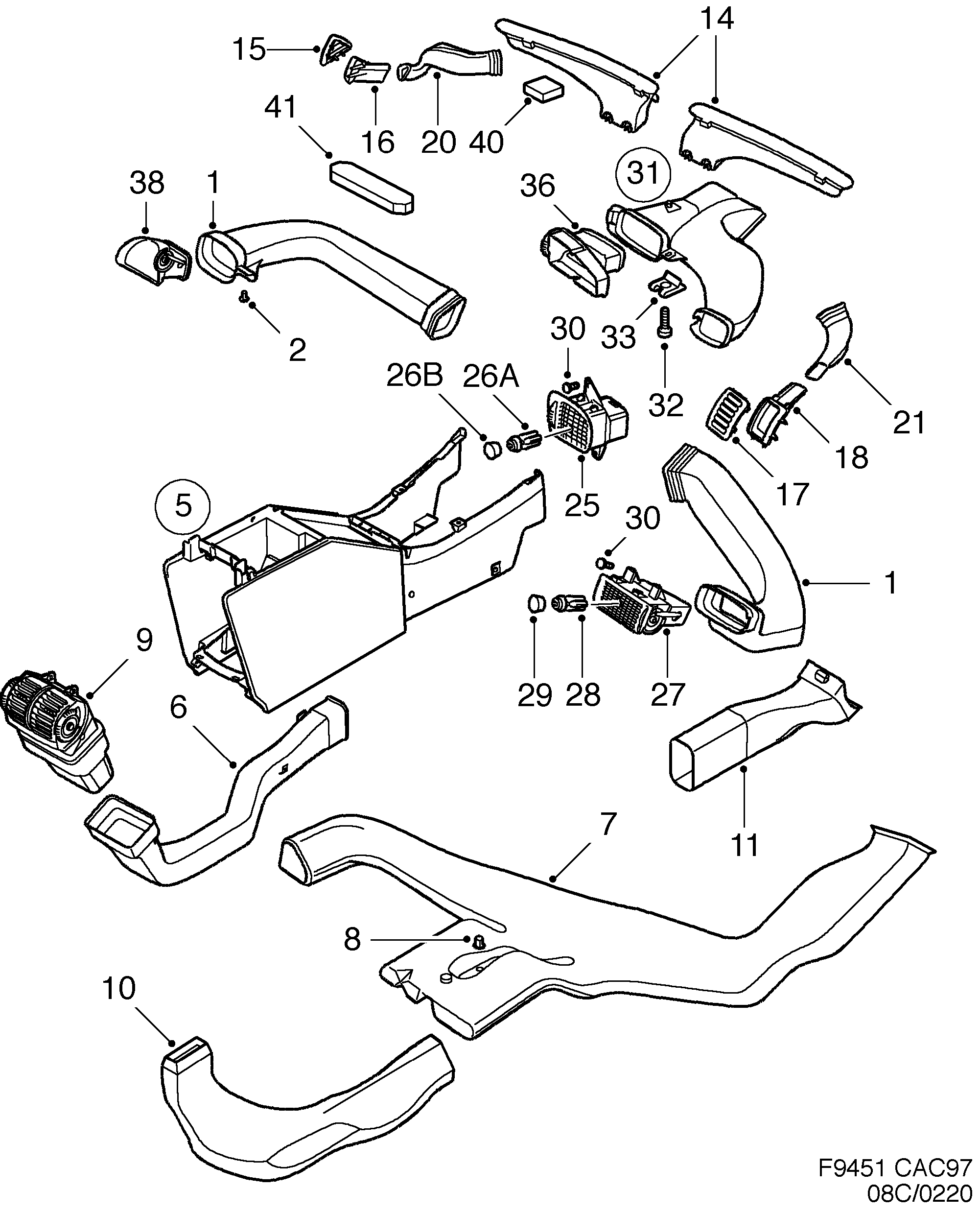 Saab 9-5 (9600) Draft channels diagram