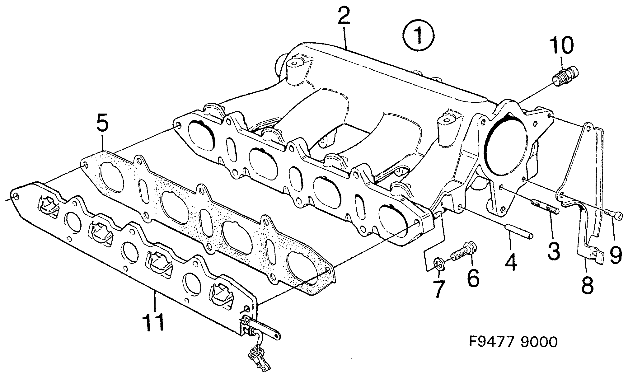 Saab 9000 Inlet manifold diagram