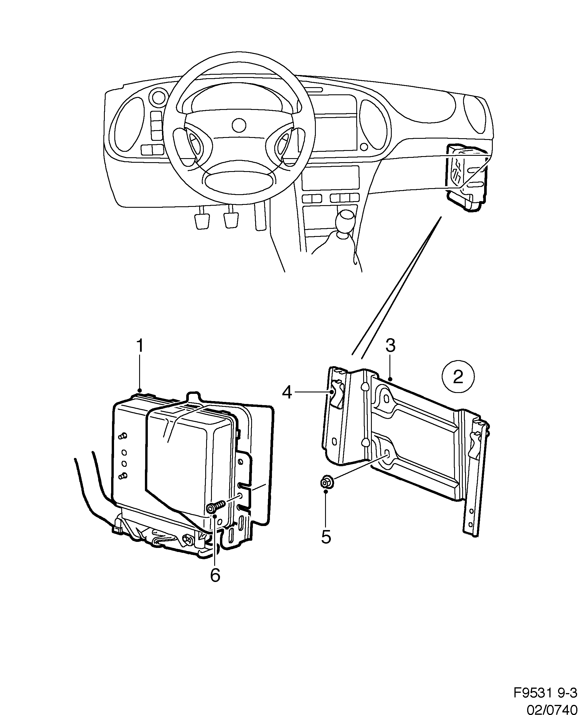 Saab 9-3 (9400) Control device EDC diagram