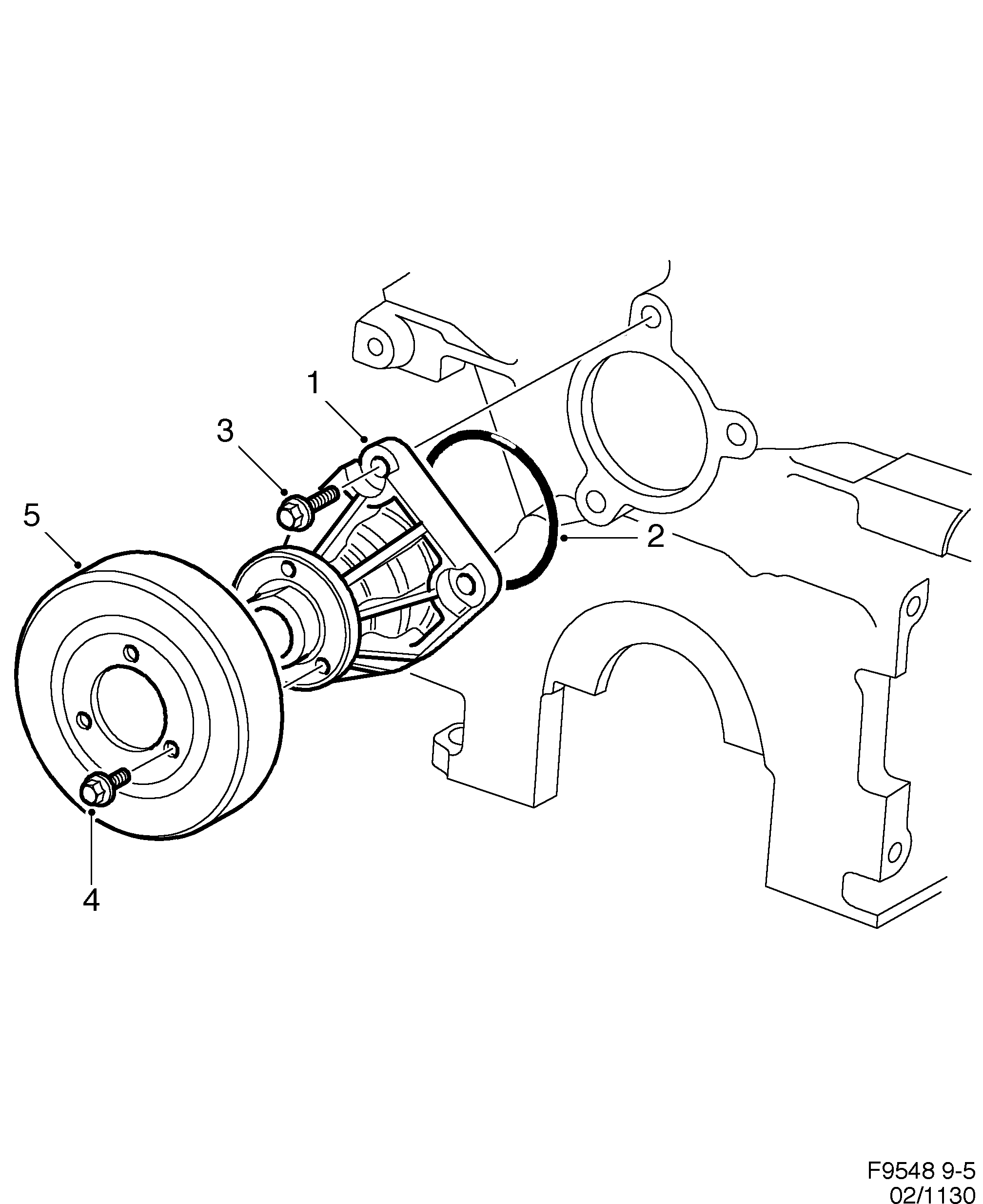 Saab 9-5 (9600) Coolant pump diagram