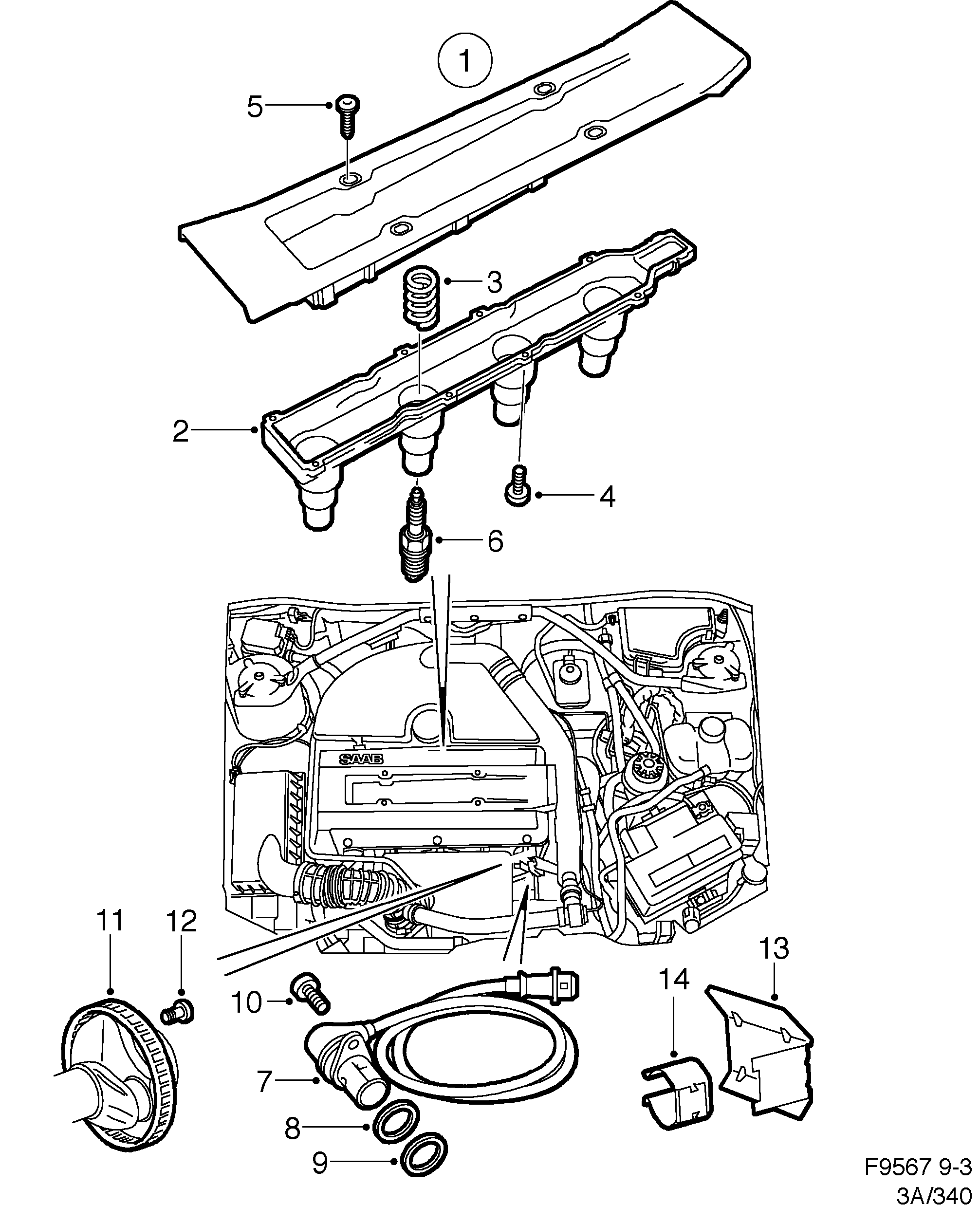 Saab 9-3 (9400) Trionic diagram