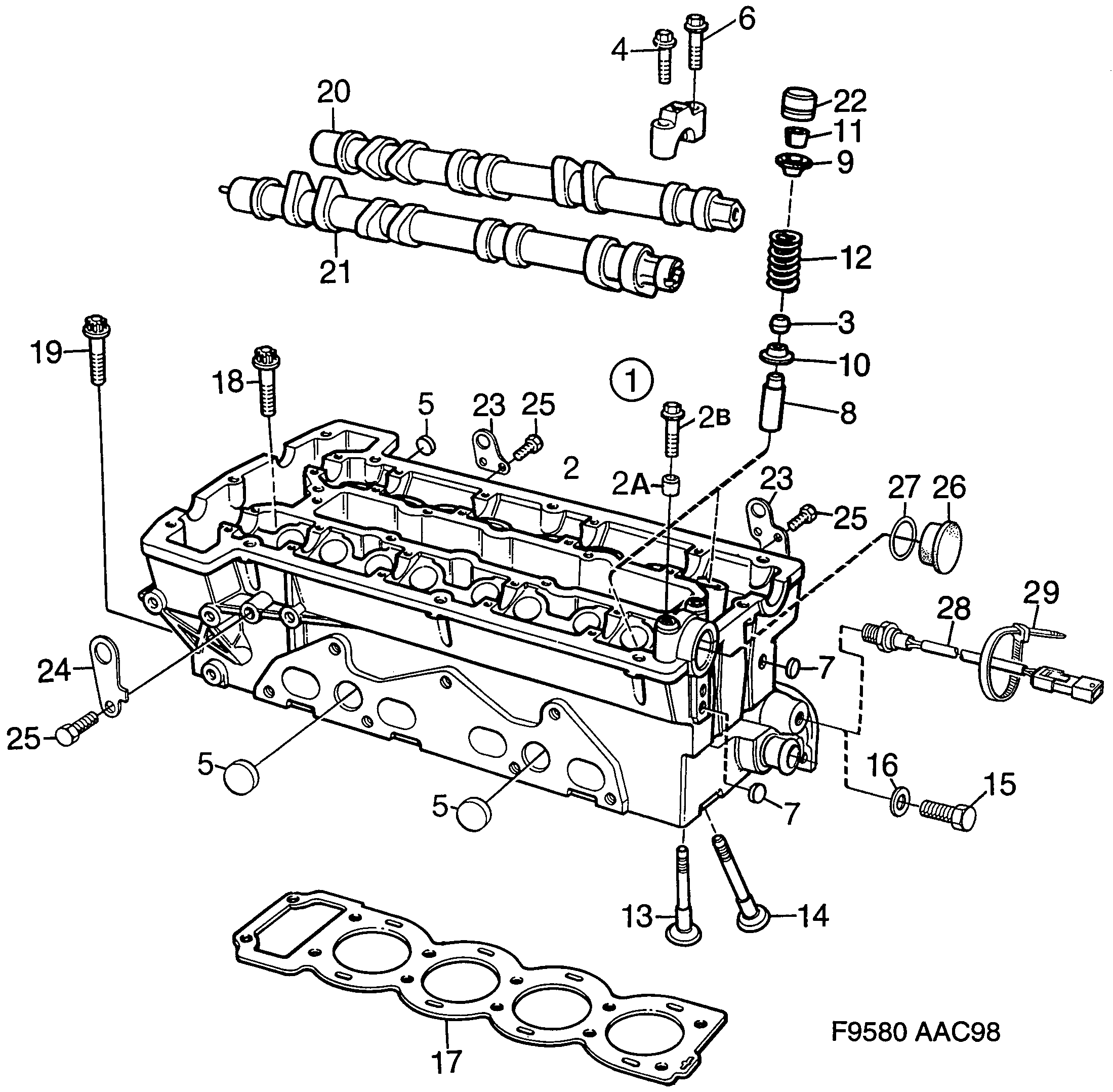 Saab 900 Cylinder head diagram