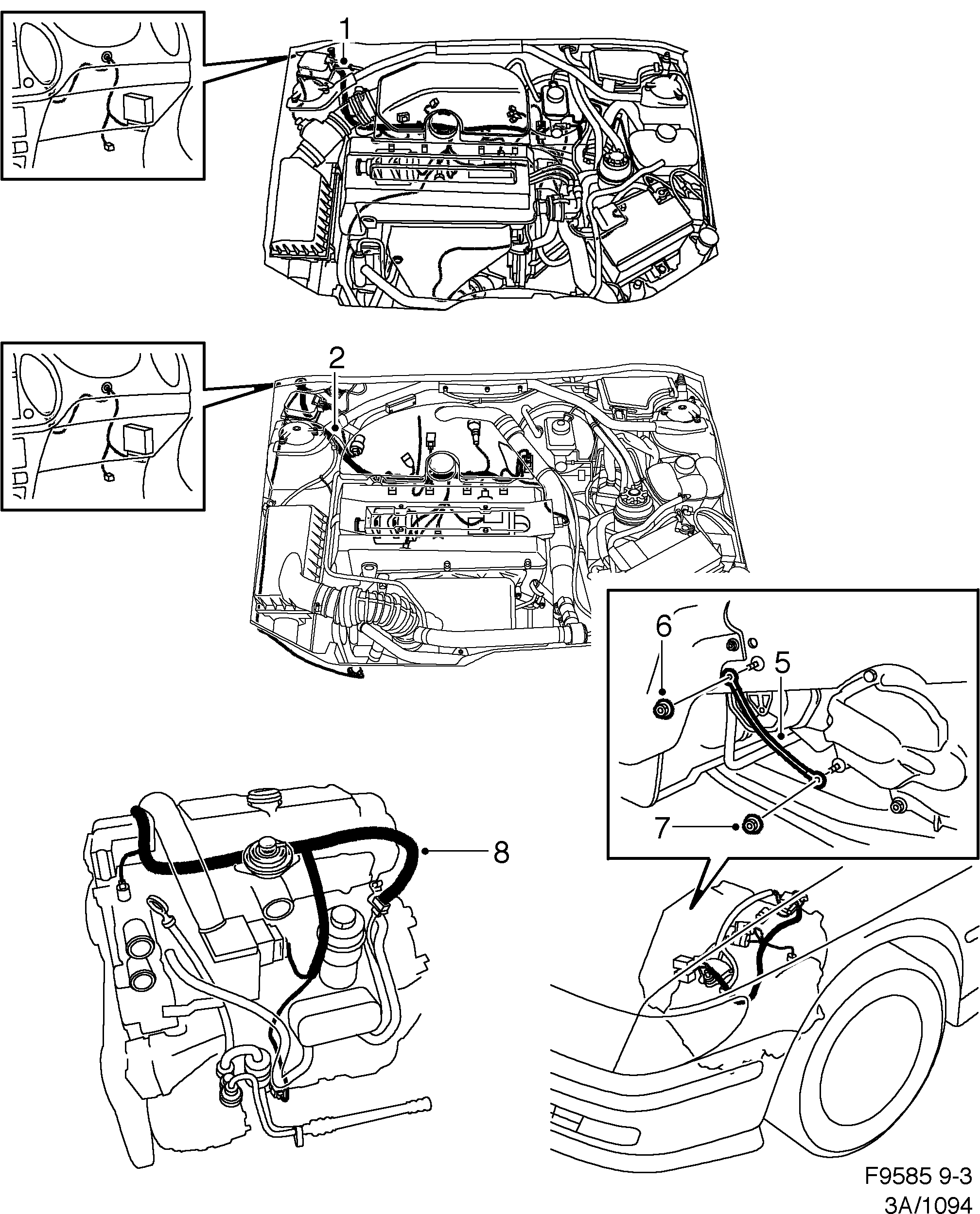 Saab 9-3 (9400) Motor, transmission diagram