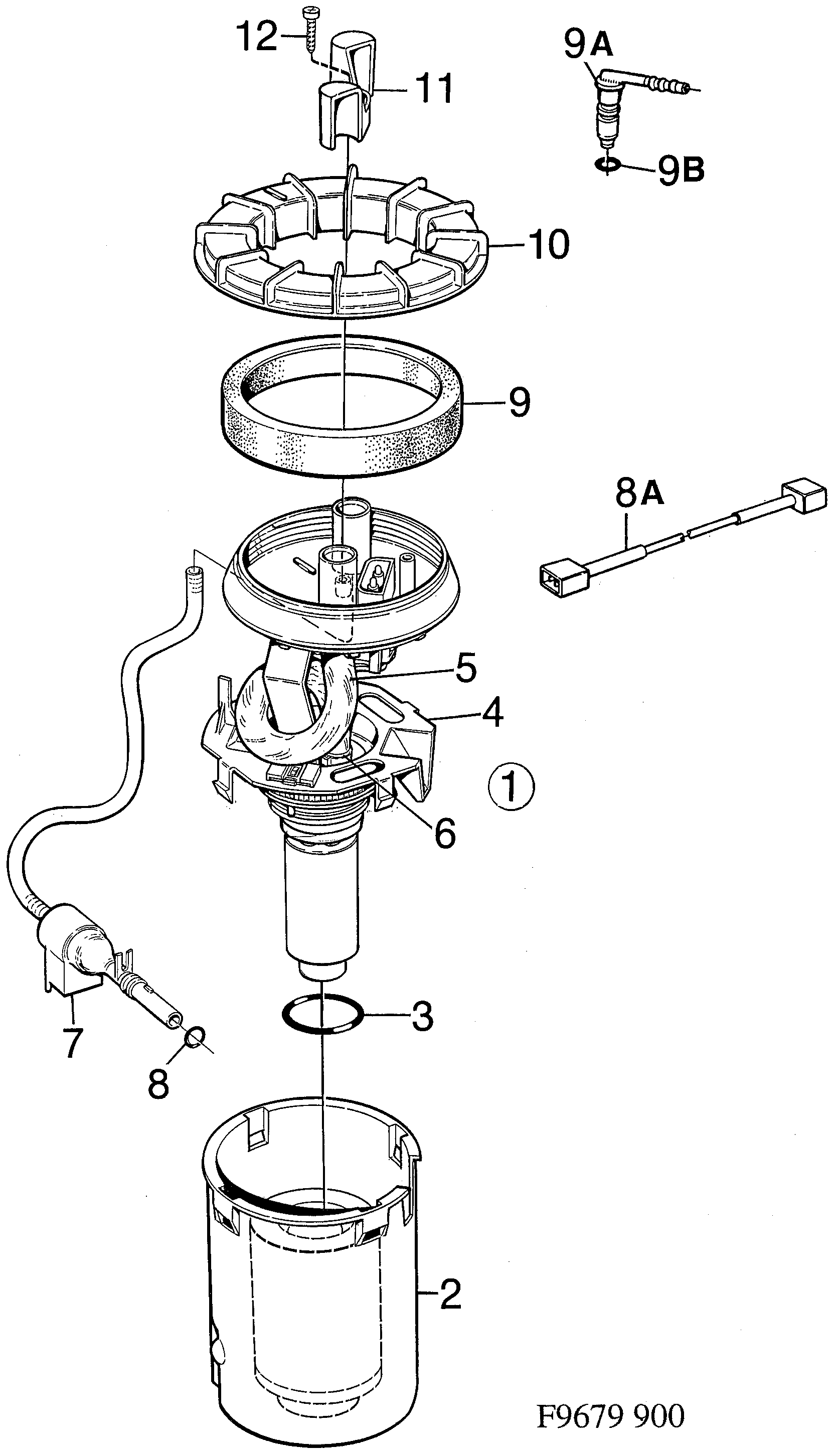 Saab 900 Fuel pump engine diagram