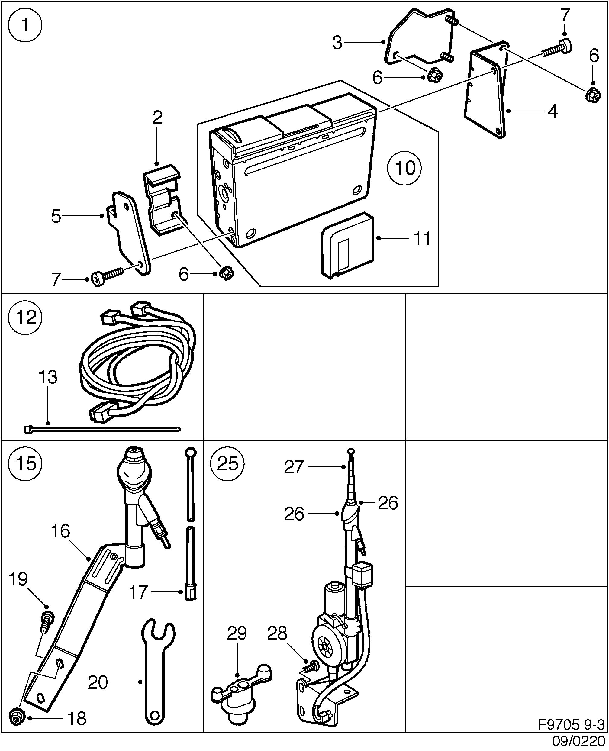 Saab 9-3 (9400) CD-player Antenna diagram