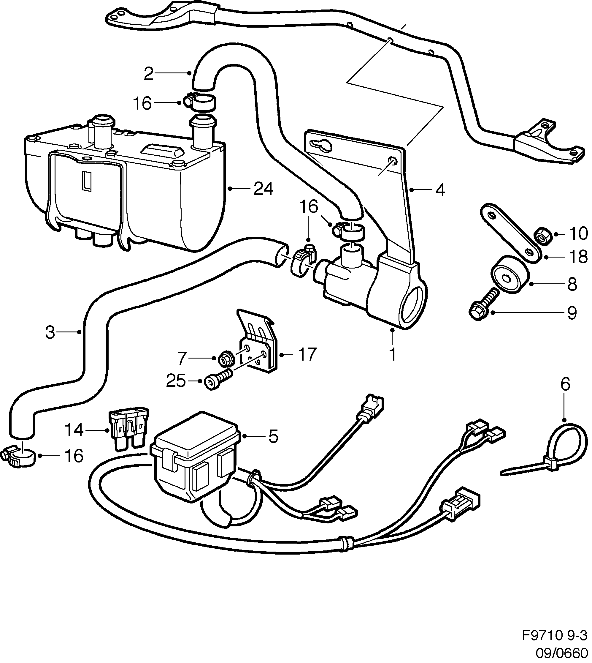Saab 9-3 (9400) Climate control Parking heater diagram