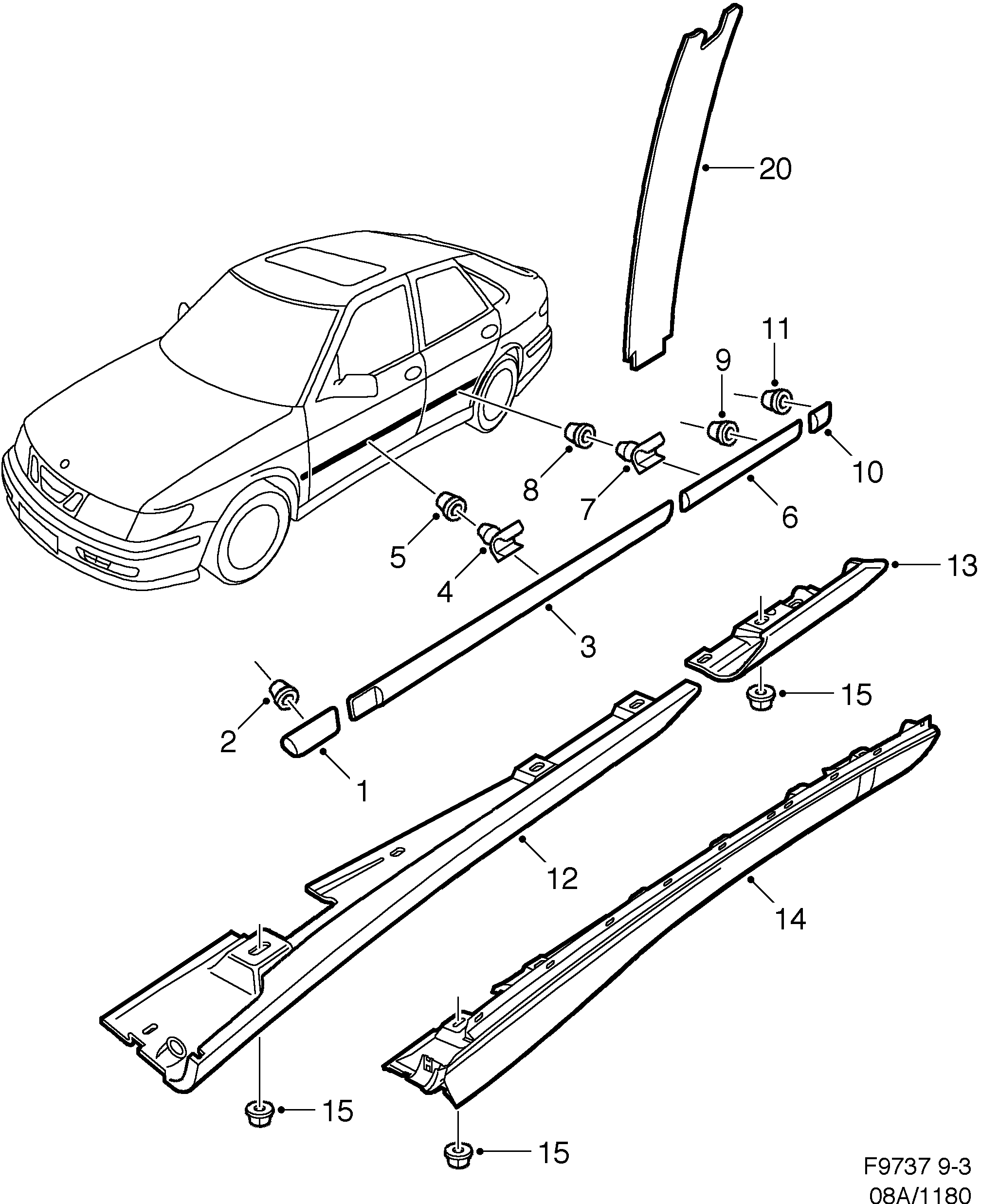 Saab 9-3 (9400) Decor diagram
