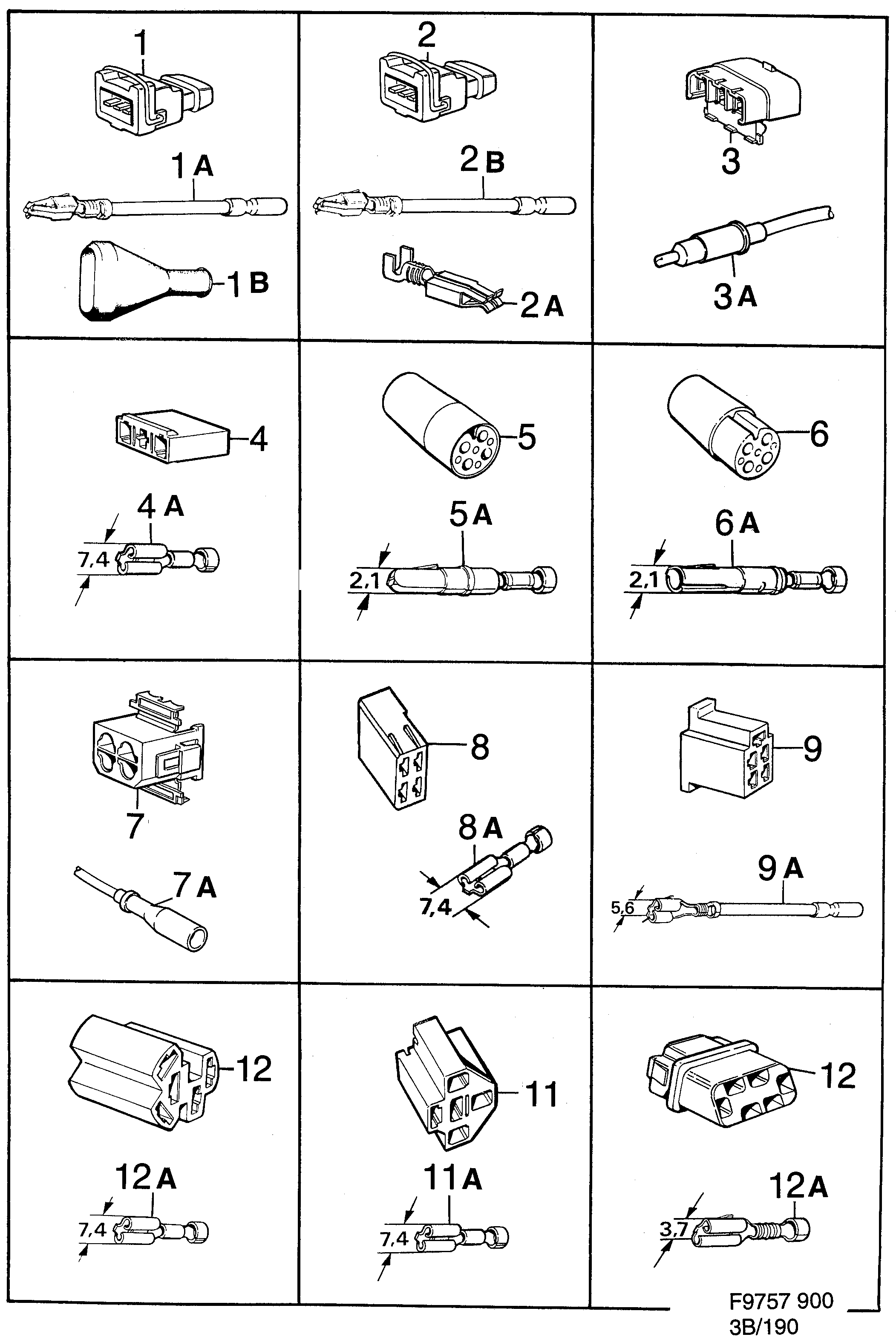Saab 900 Connector housing etc diagram