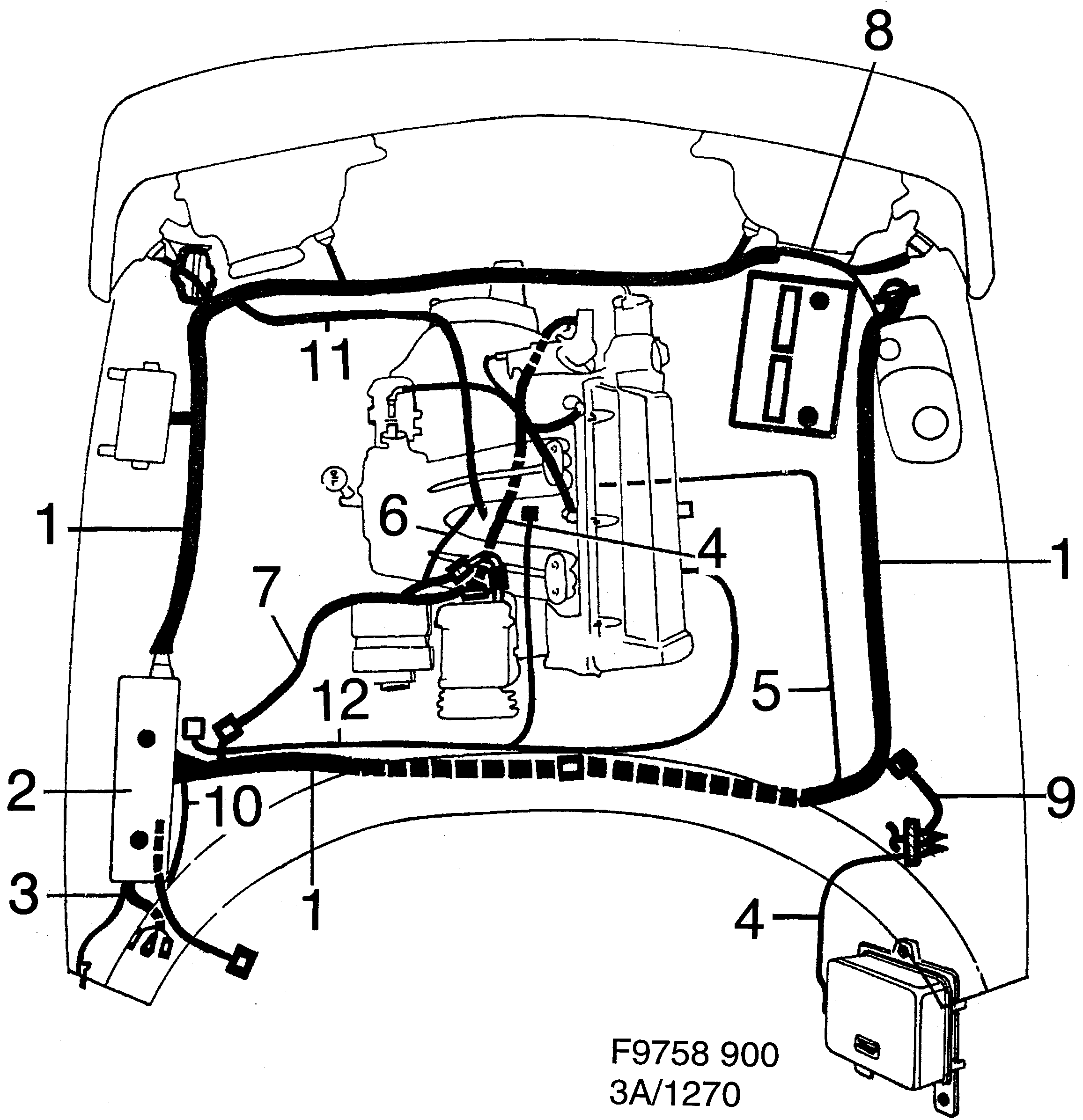 Saab 900 Front and engine diagram