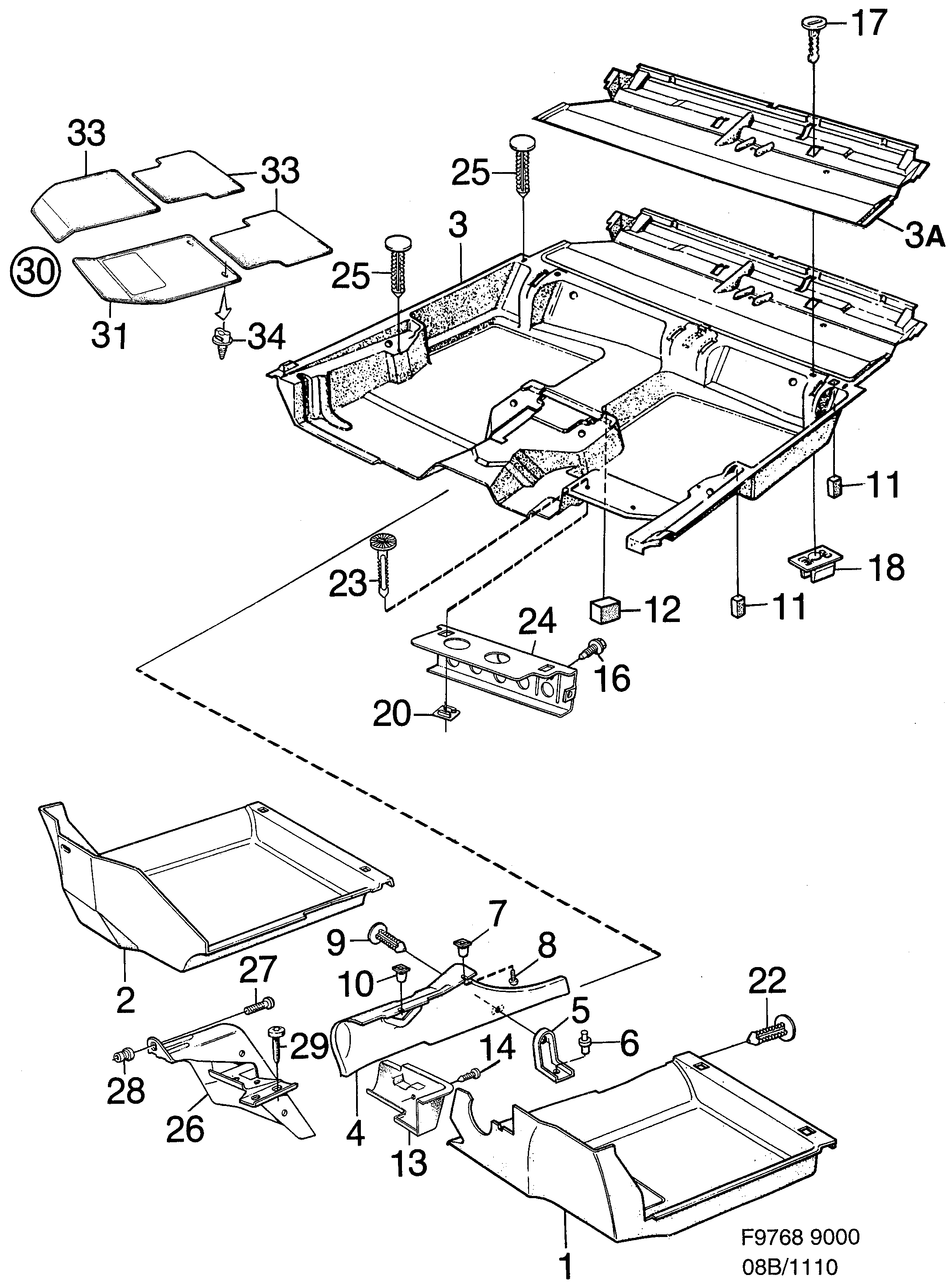 Saab 9000 Carpets diagram