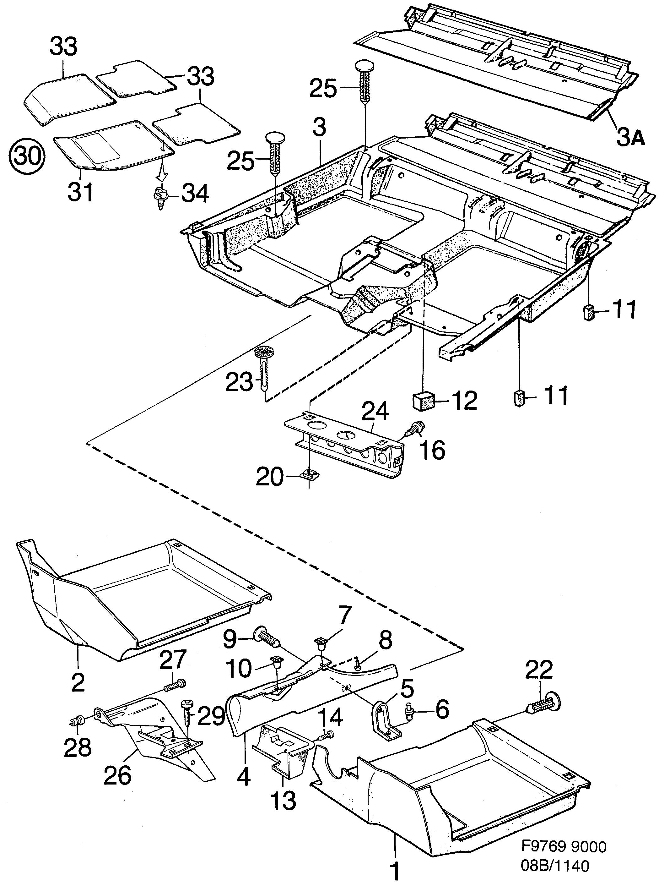 Saab 9000 Carpets diagram