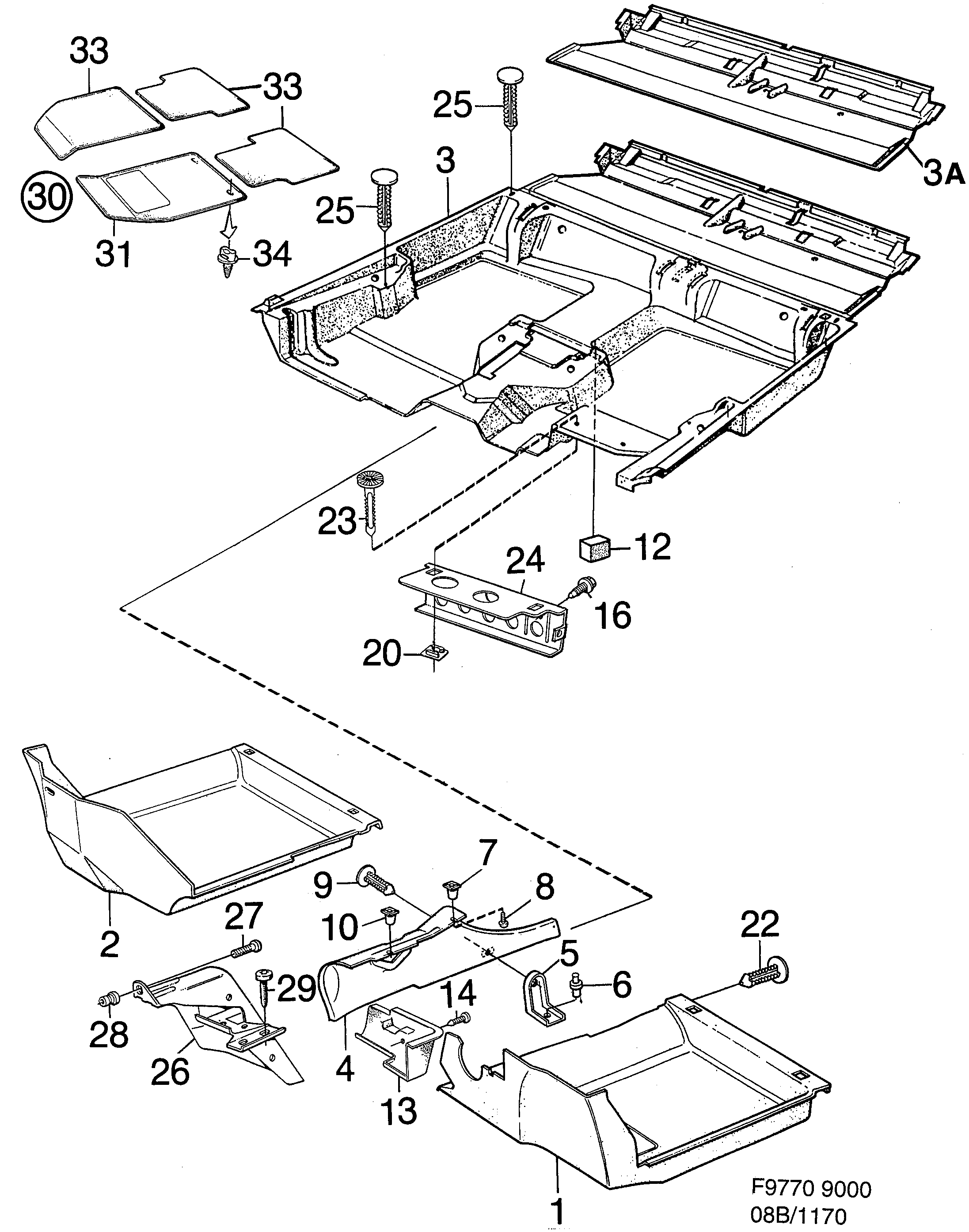 Saab 9000 Carpets diagram
