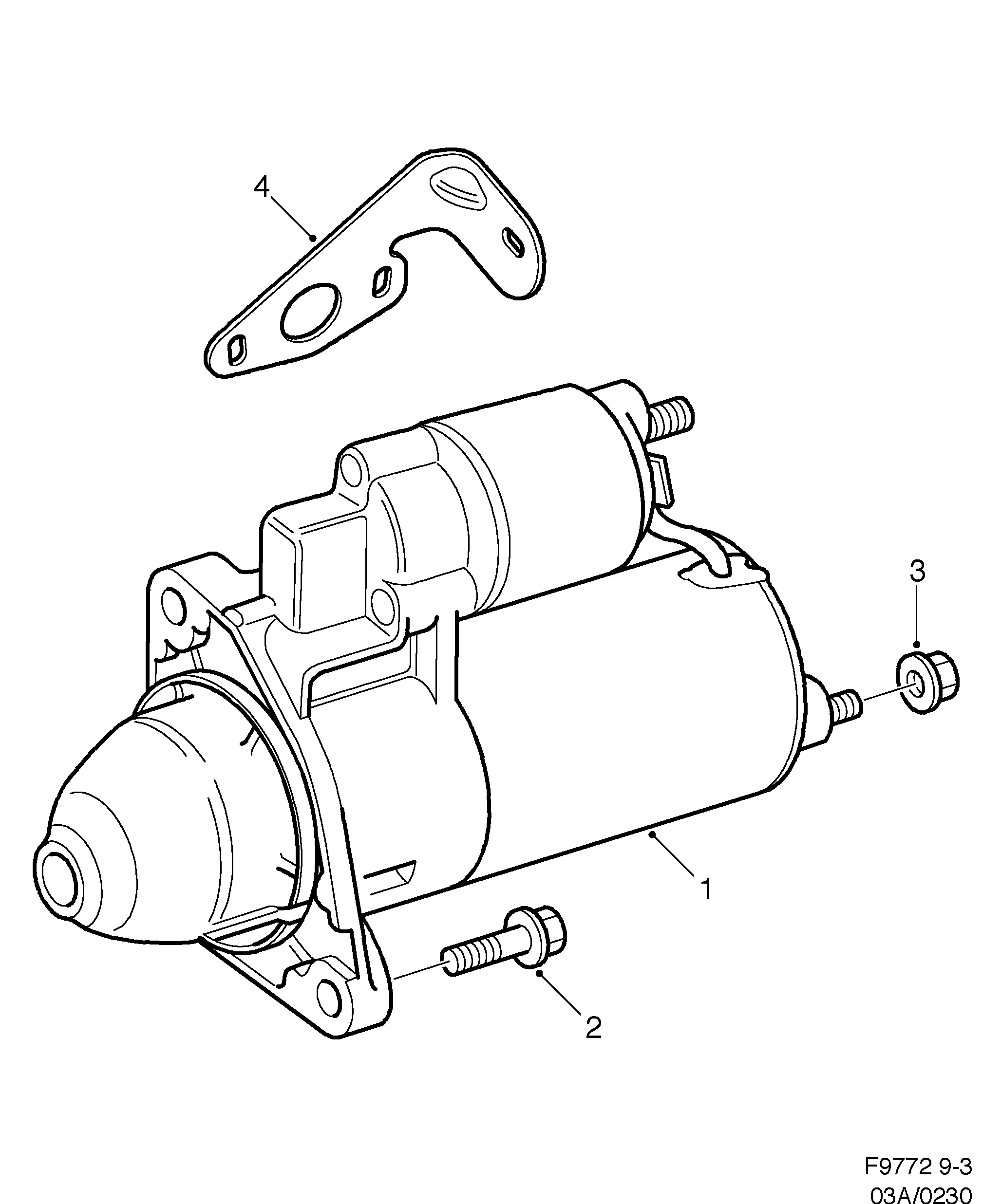 Saab 9-3 (9400) Starter motor diagram
