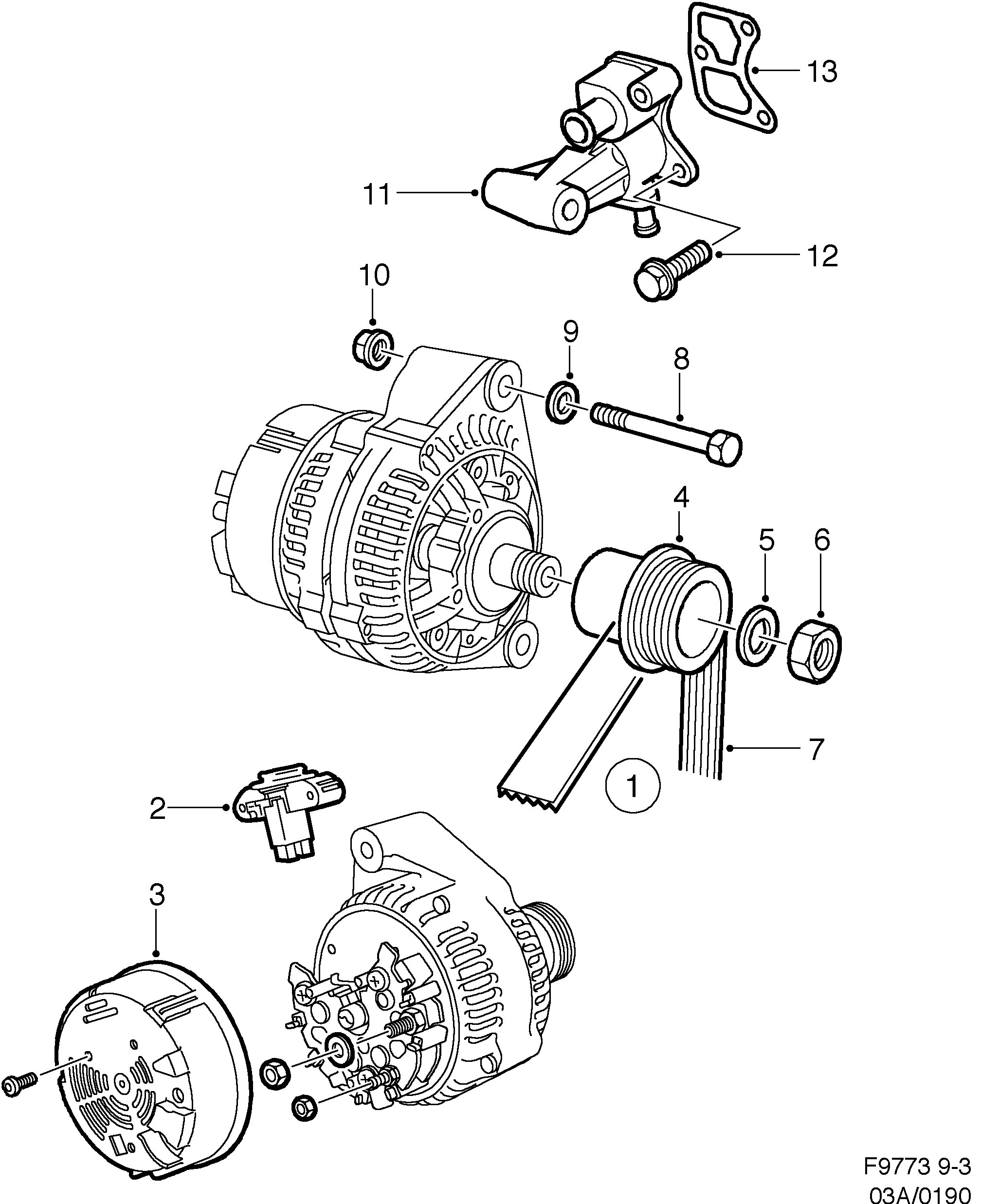Saab 9-3 (9400) Bosch 120A diagram