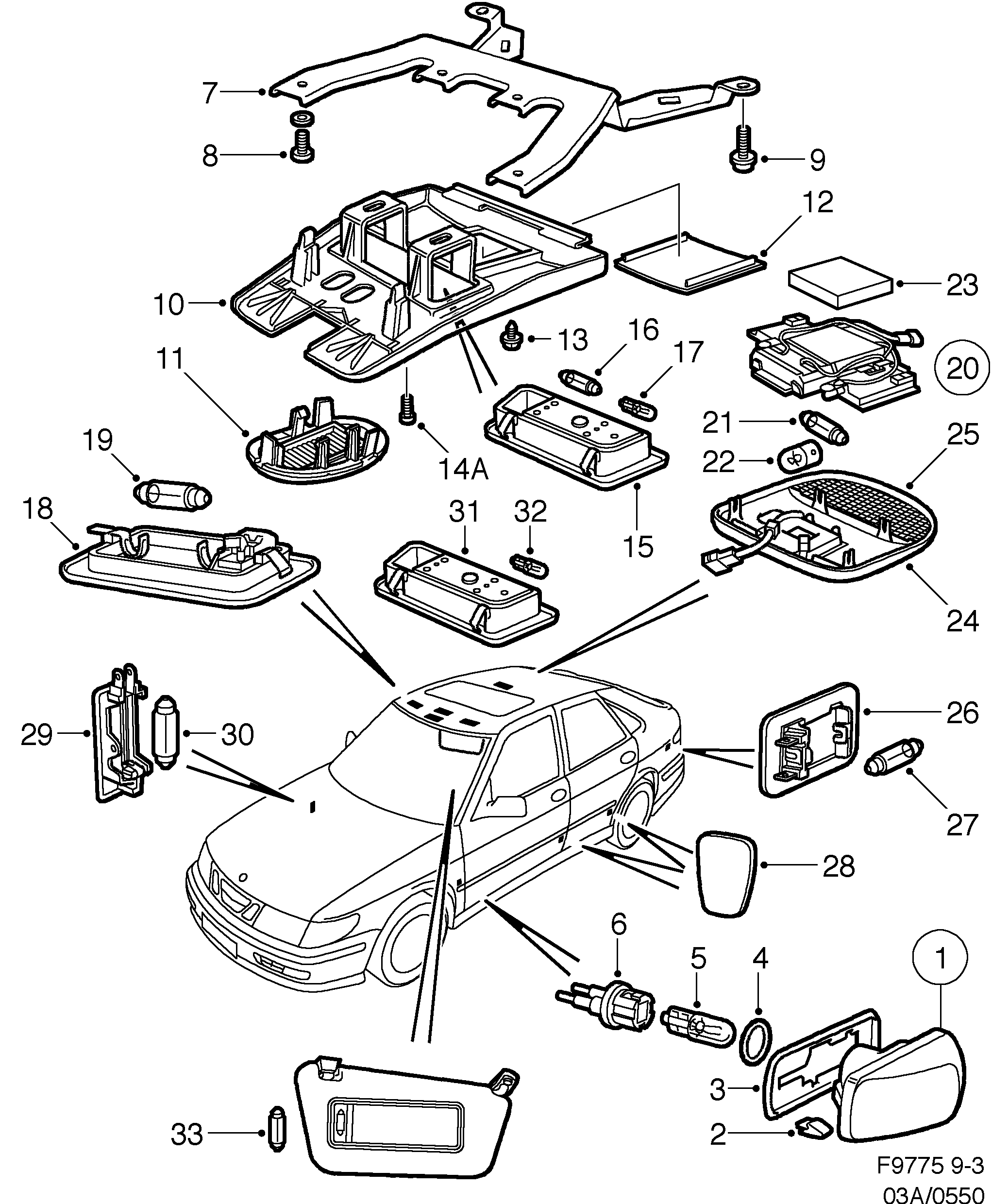 Saab 9-3 (9400) Other lights diagram