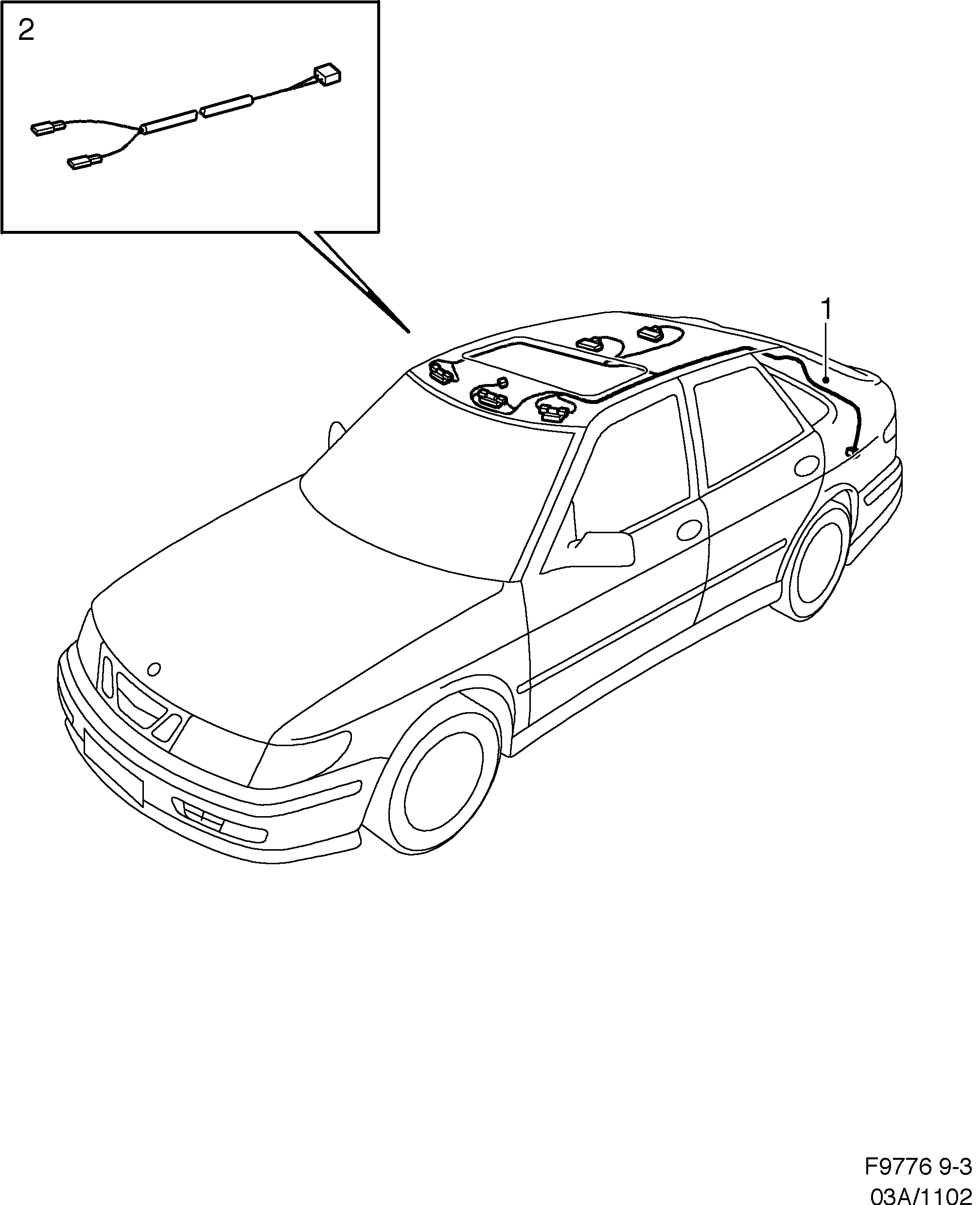 Saab 9-3 (9400) Roof diagram