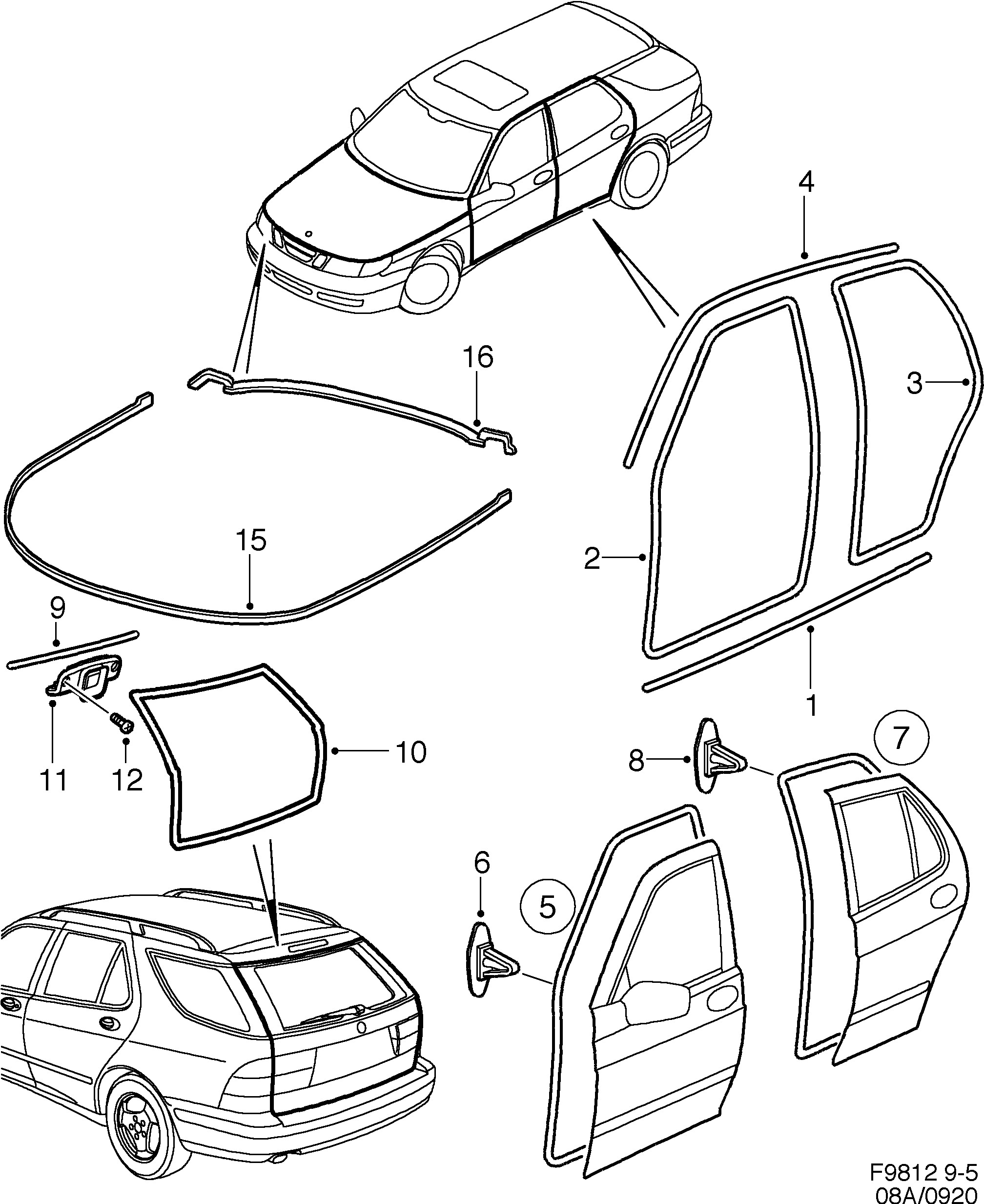 Saab 9-5 (9600) Other sealings diagram