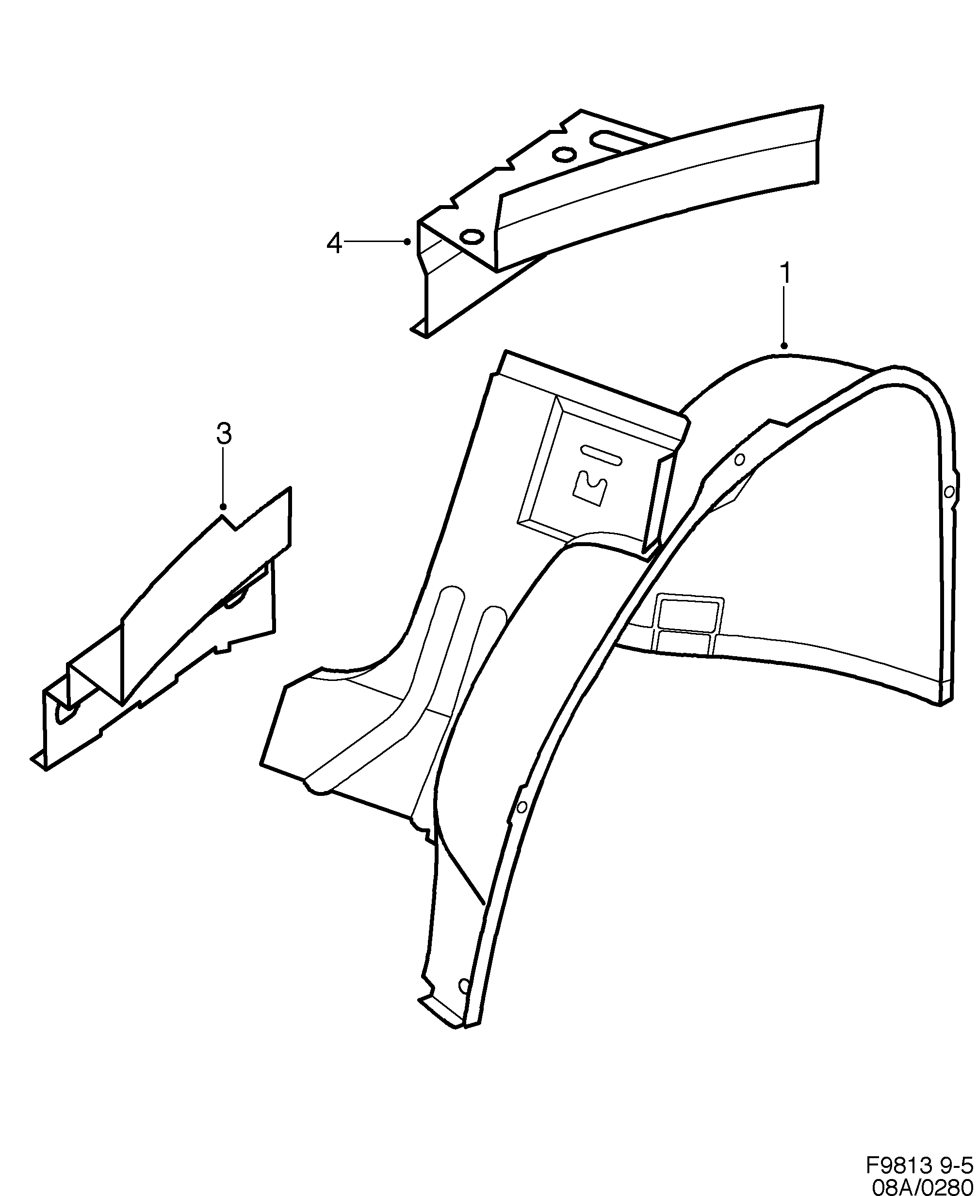 Saab 9-5 (9600) Wheel housing, rear diagram