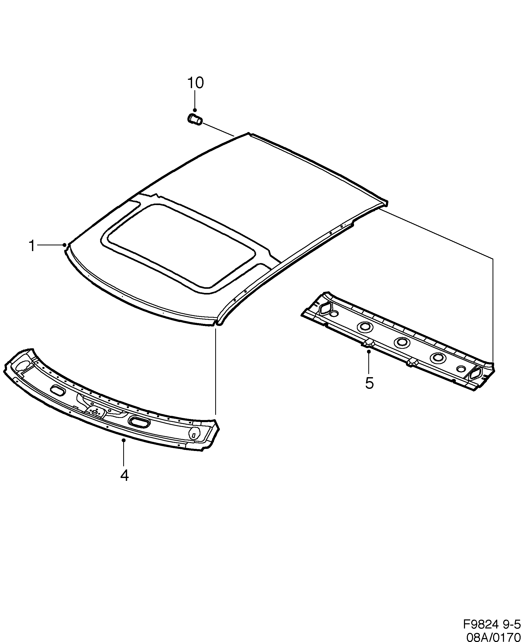 Saab 9-5 (9600) Roof diagram