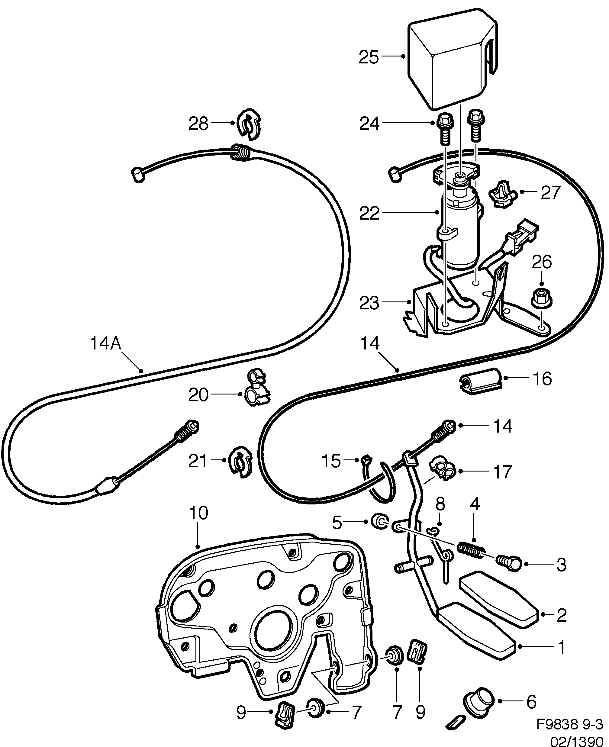 Saab 9-3 (9400) Accelerator control diagram