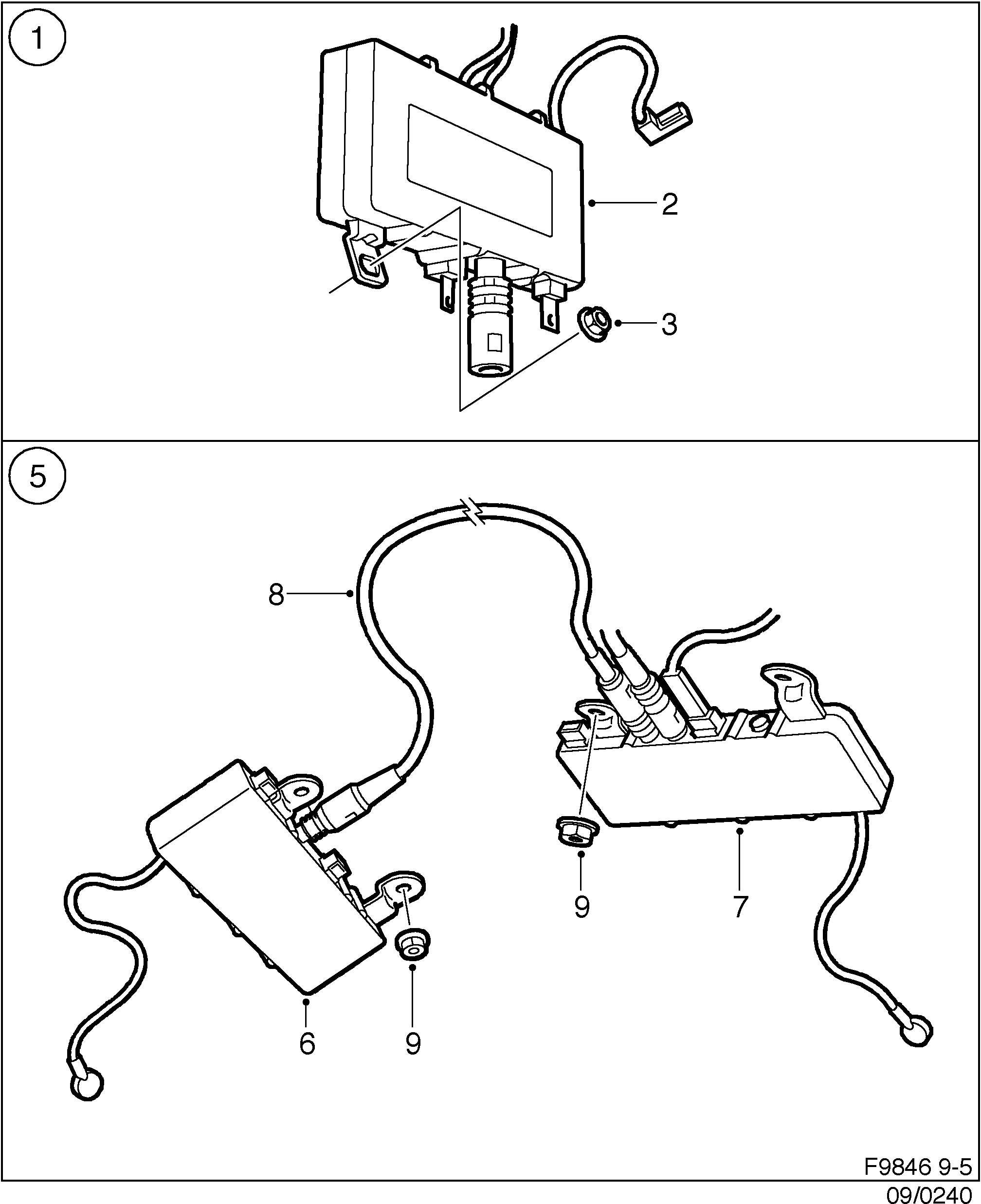 Saab 9-5 (9600) Antenna diagram