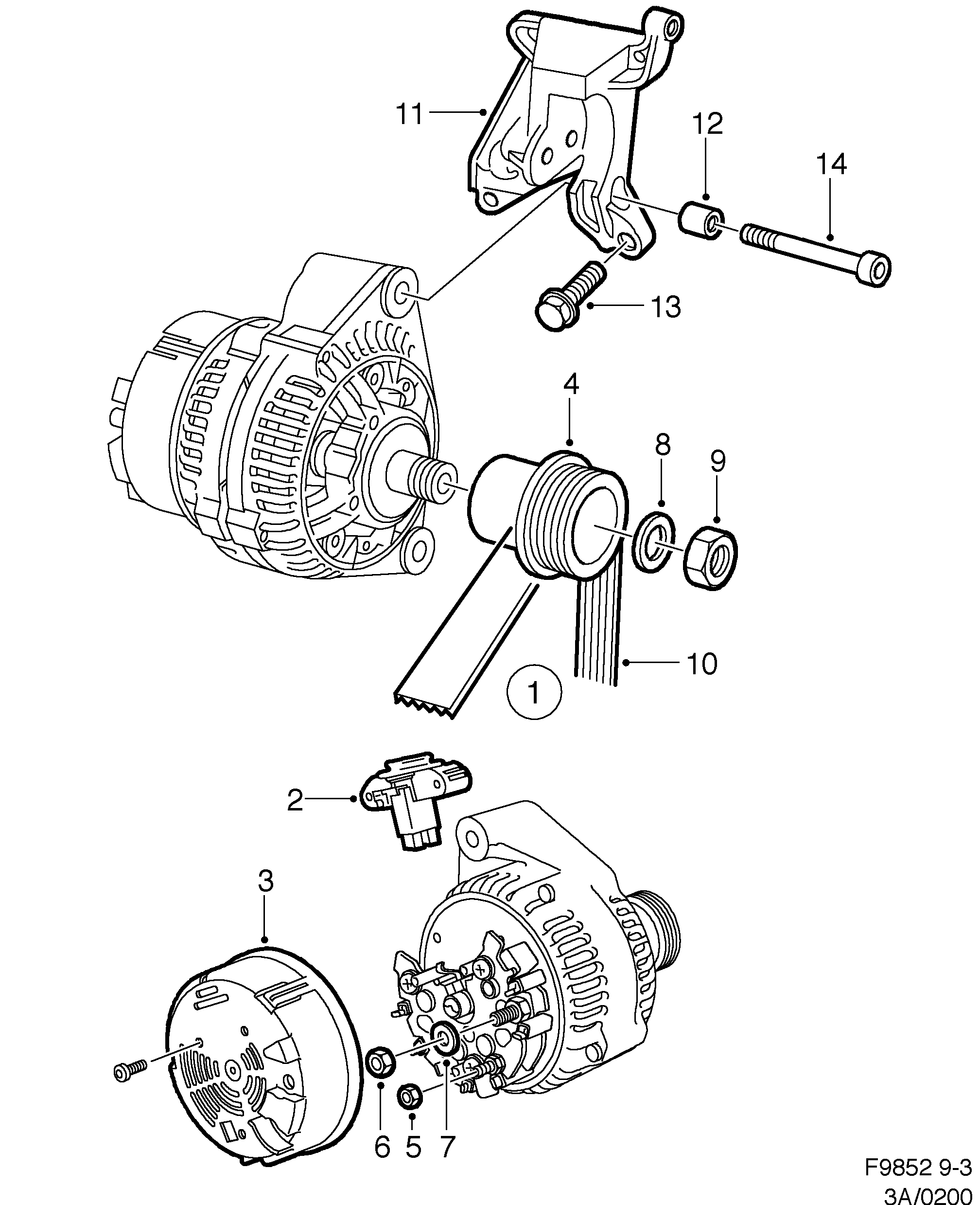 Saab 9-3 (9400) Bosch 130A/140A diagram