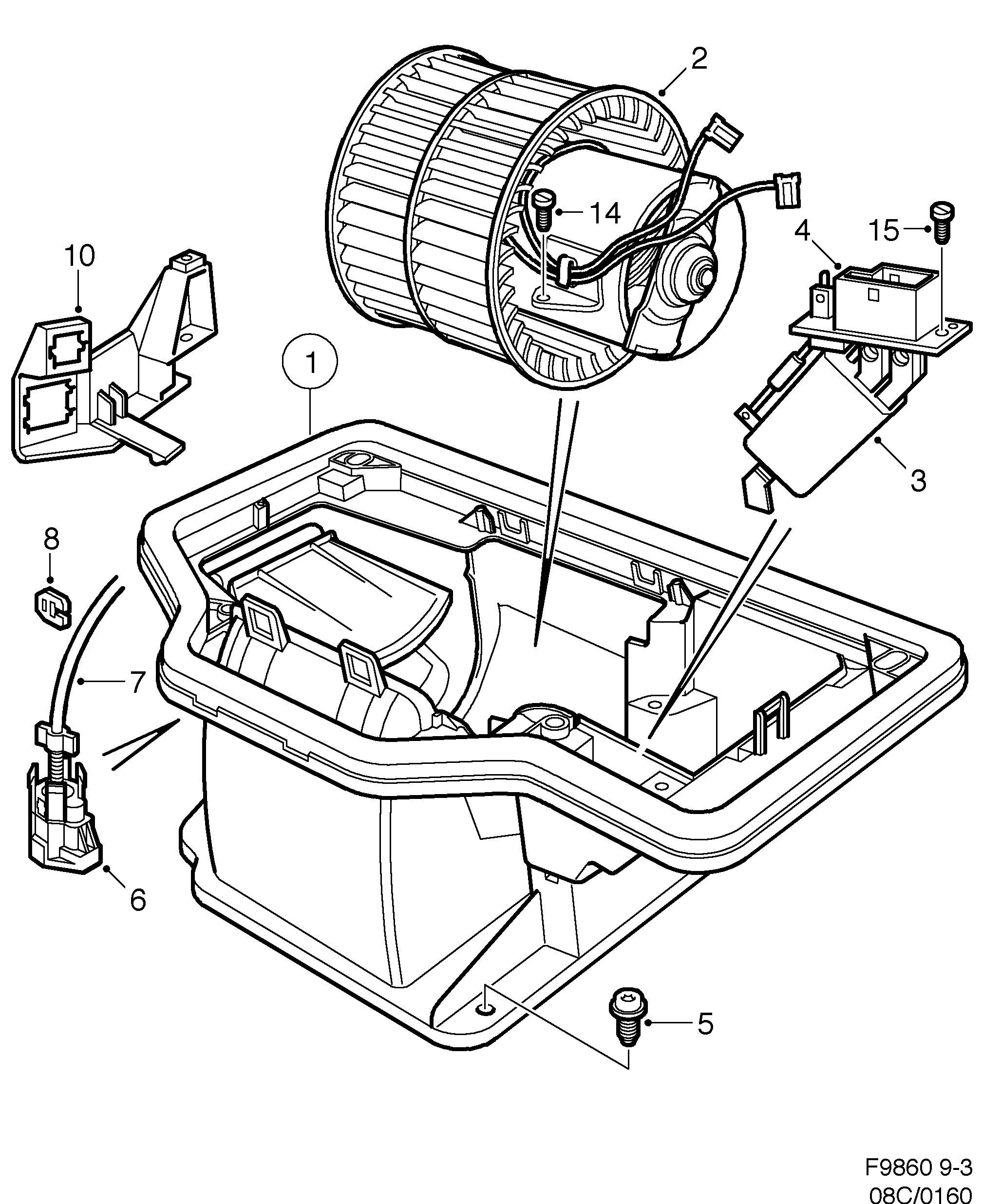 Saab 9-3 (9400) Fan unit diagram