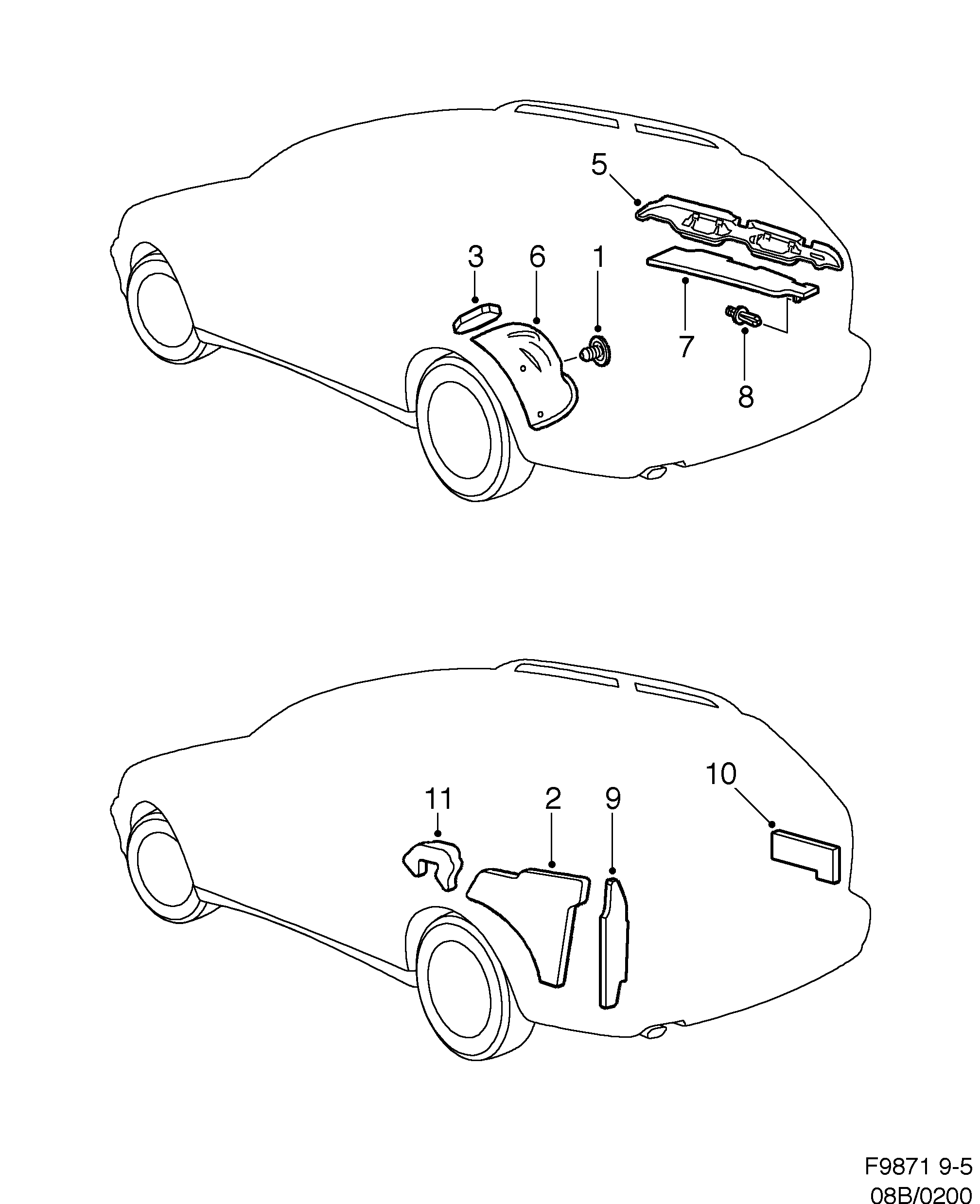 Saab 9-5 (9600) Insulation Rear diagram